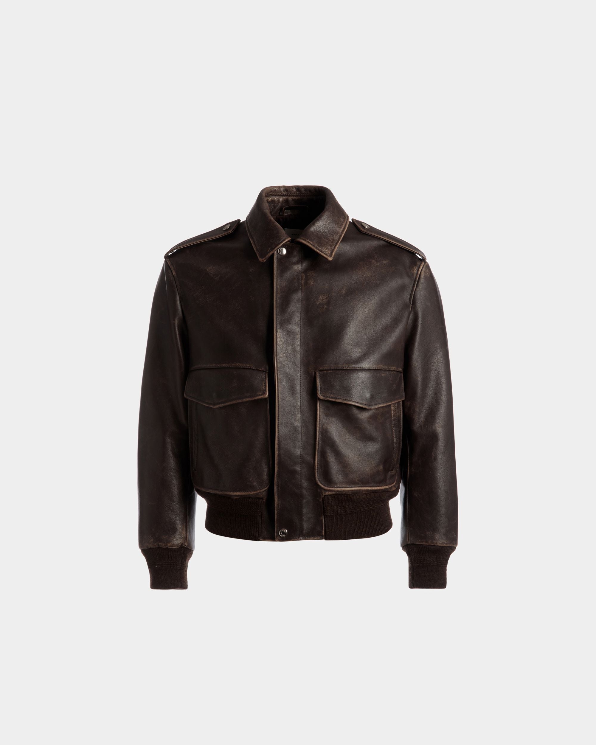 Blouson bomber En cuir marron Homme Bally