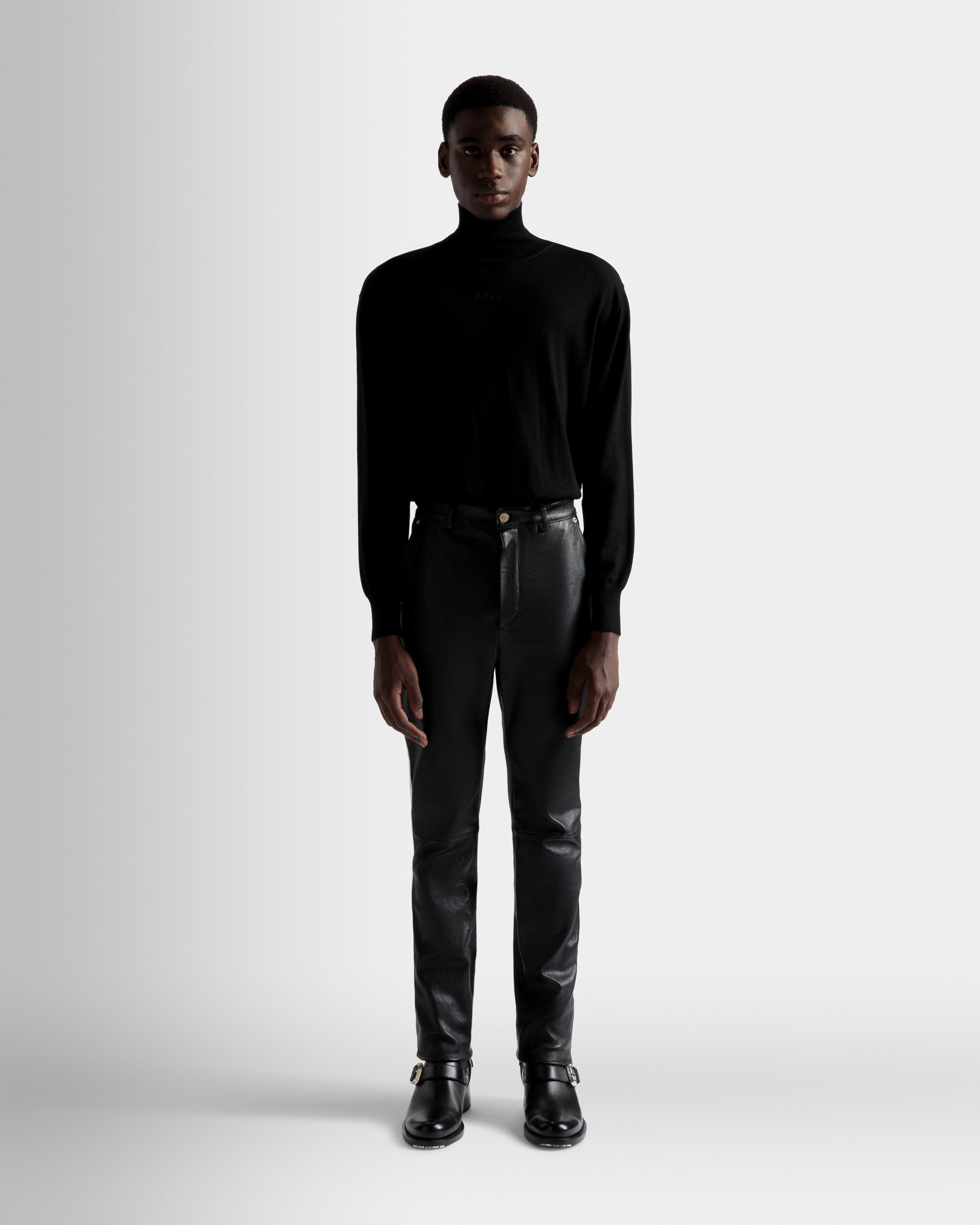 Pantalon Nappa Stretch En Cuir Noir - Homme - Bally - 02