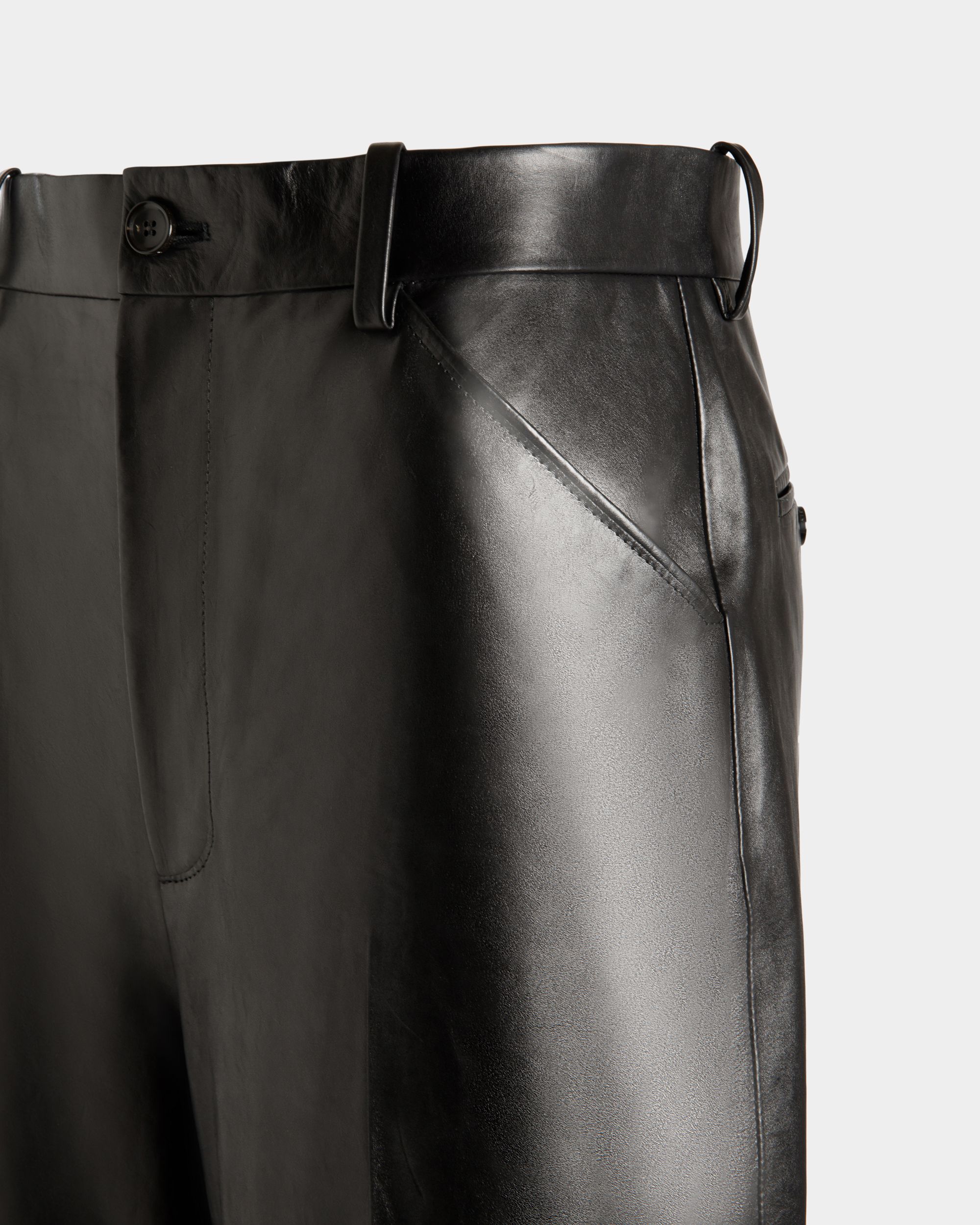 Pantalon Taille Haute En Cuir Noir - Homme - Bally - 03