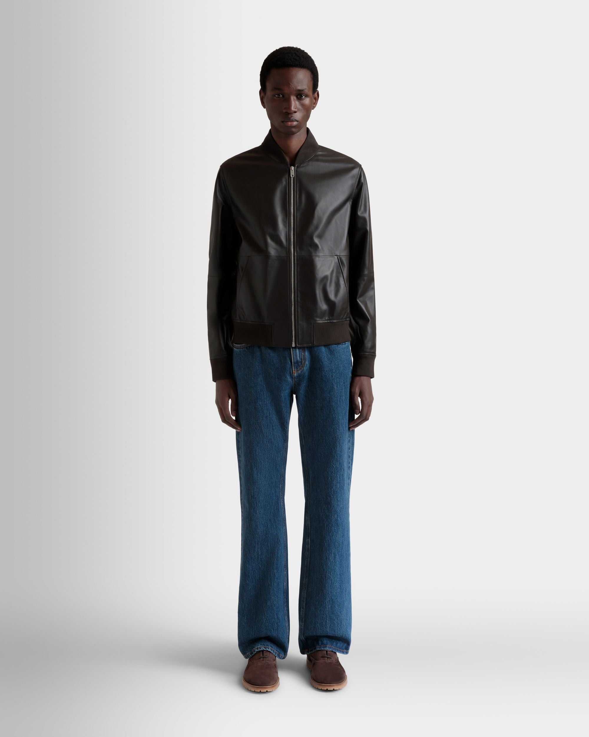 Blouson Bomber En Cuir Ebano - Homme - Bally - 02