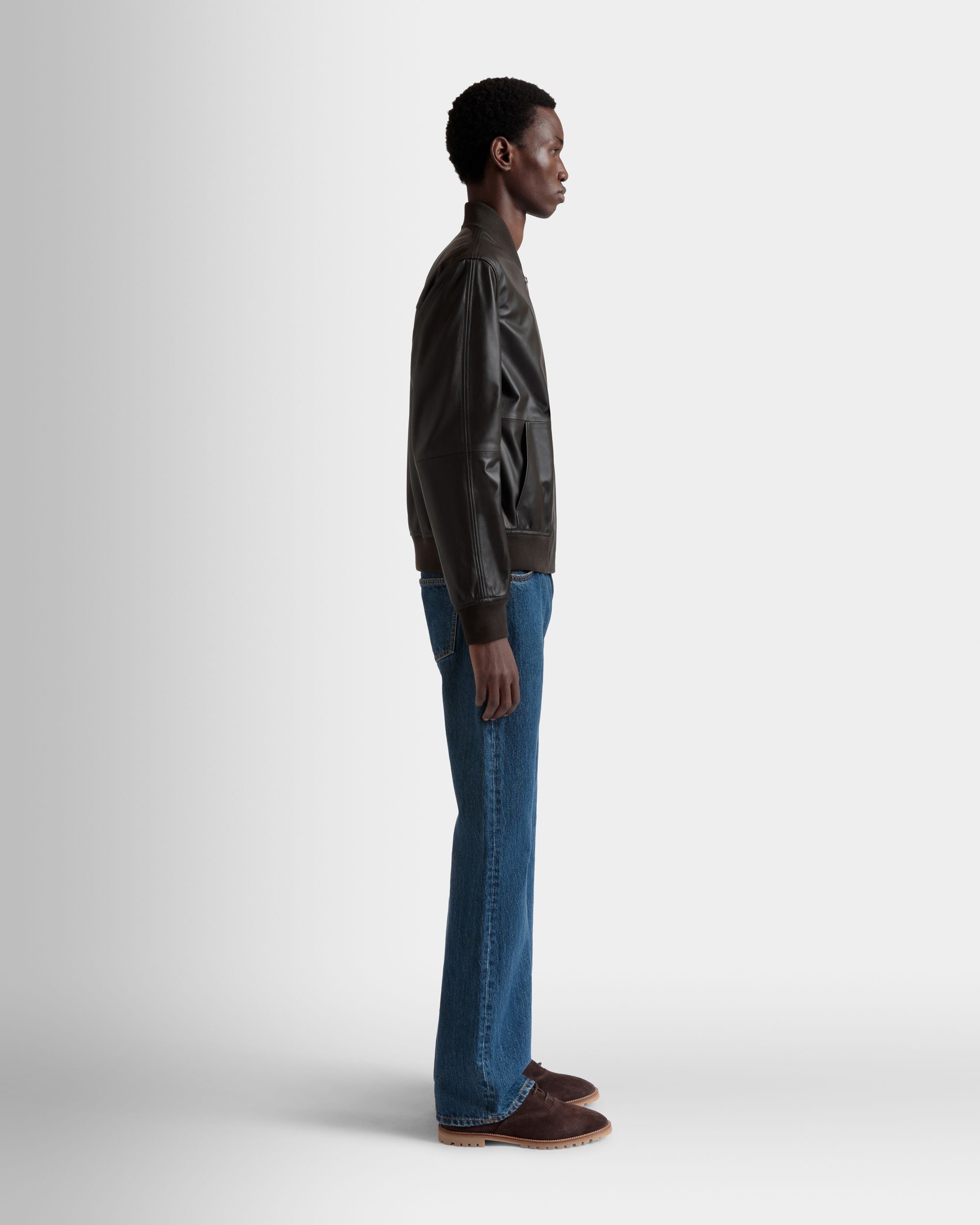 Blouson Bomber En Cuir Ebano - Homme - Bally - 05