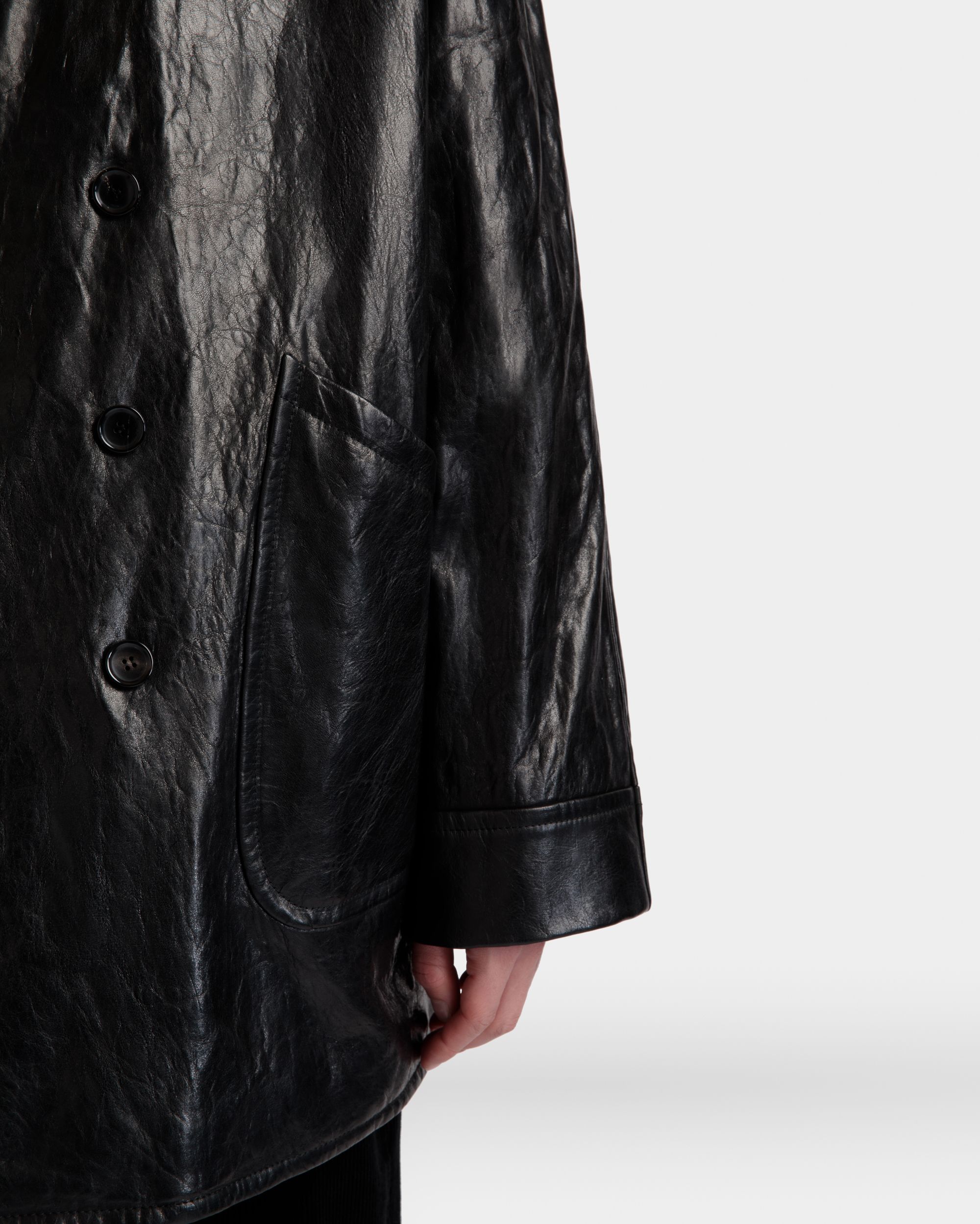 Manteau Croisé En Cuir Noir - Homme - Bally - 04