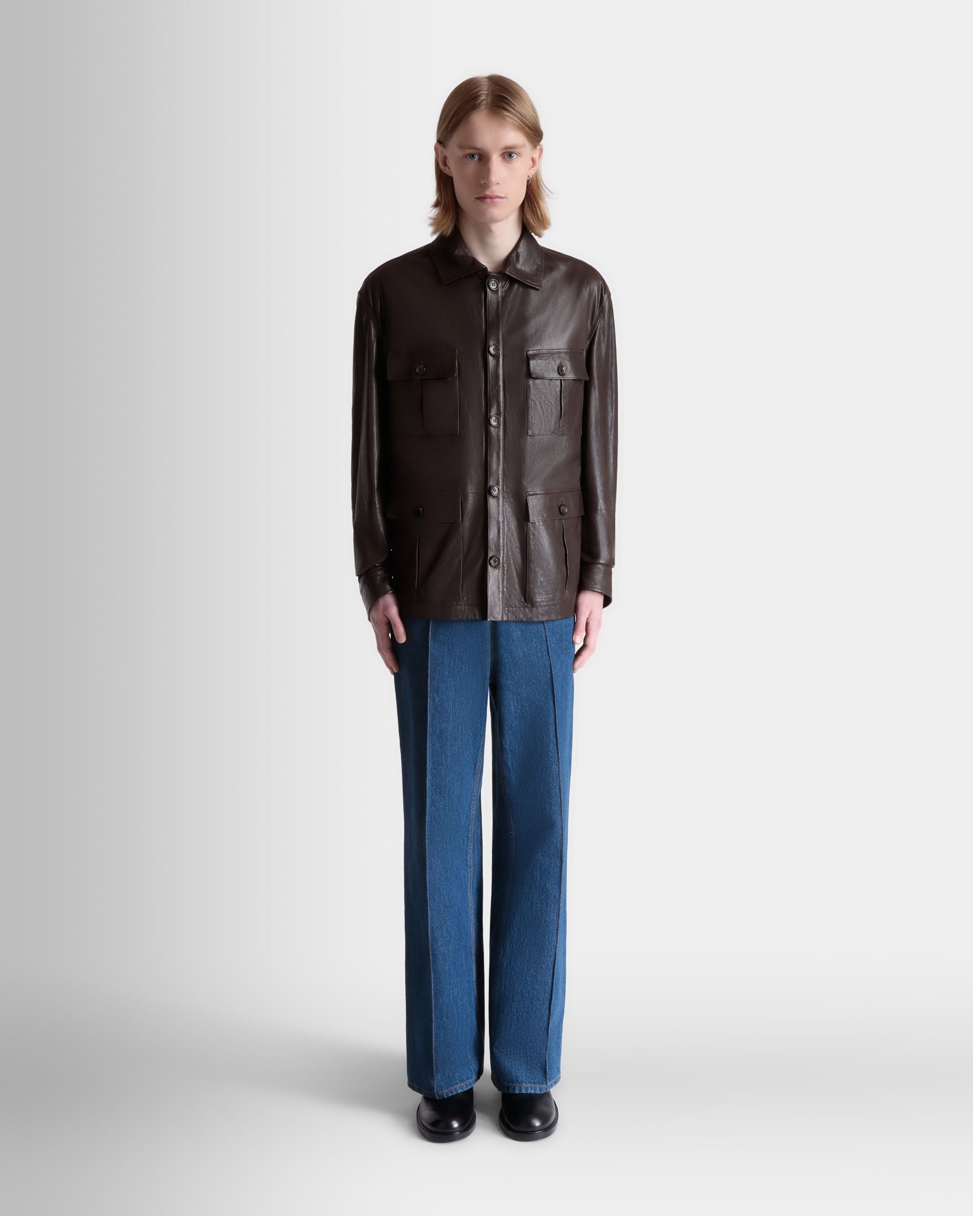 Veste Saharienne En Cuir Ebano - Homme - Bally - 02