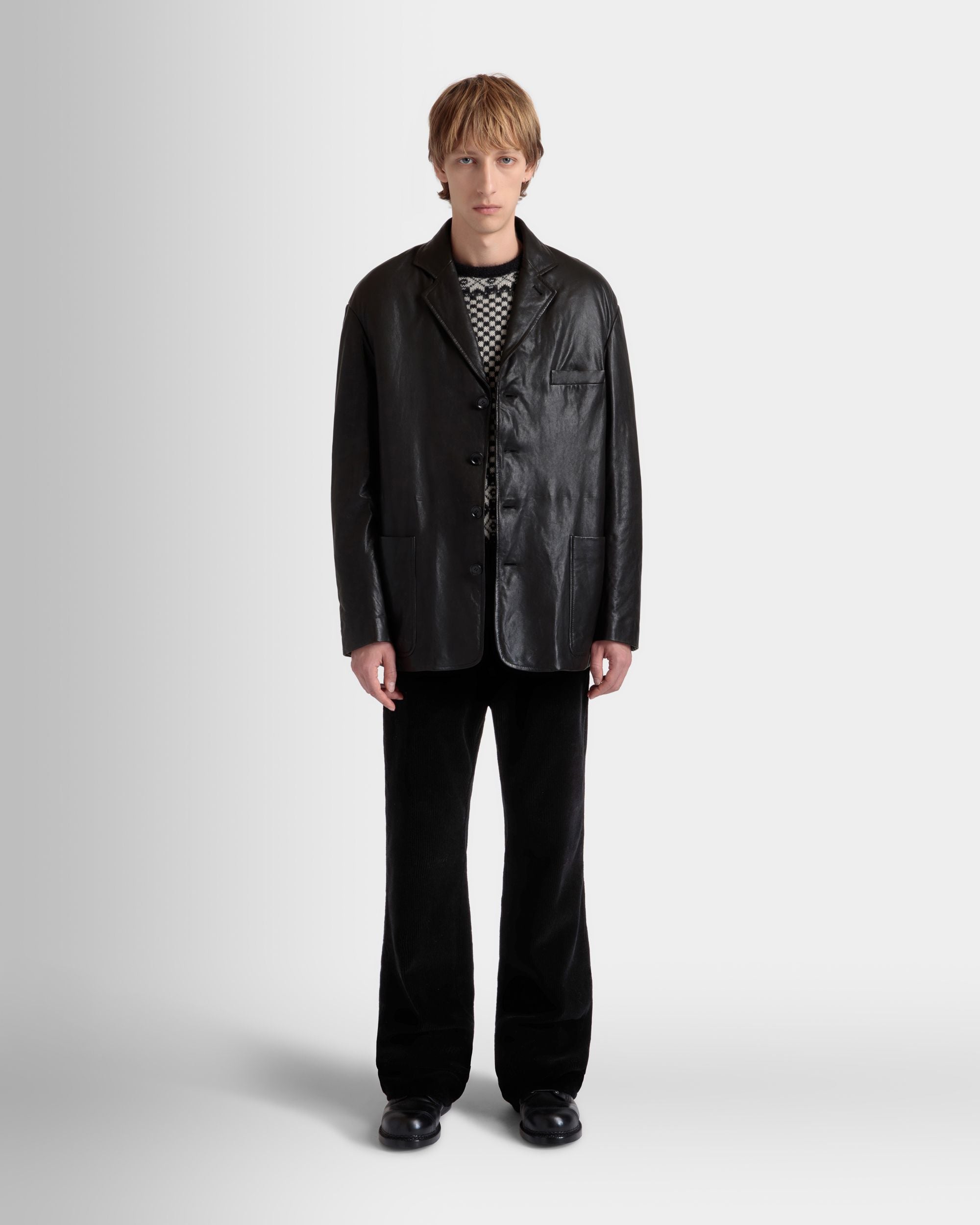 Blazer En Cuir Noir Avec Doublure En Mouton Retourné - Homme - Bally - 02