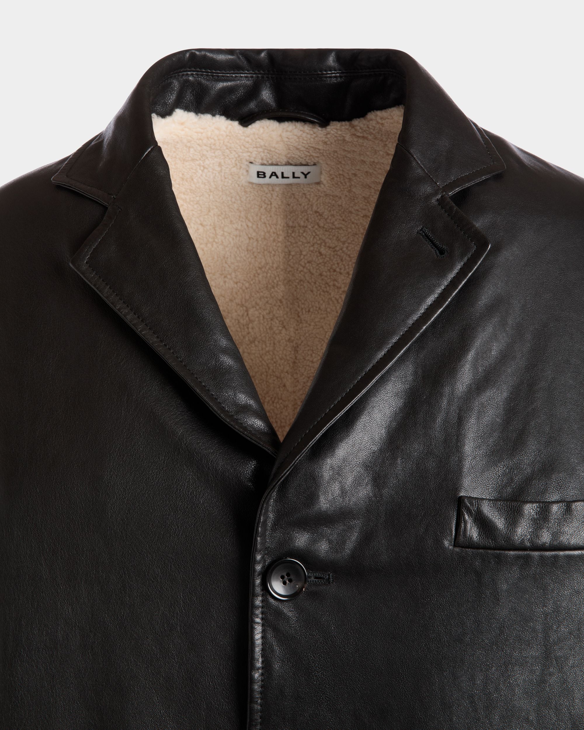 Blazer En Cuir Noir Avec Doublure En Mouton Retourné - Homme - Bally - 04