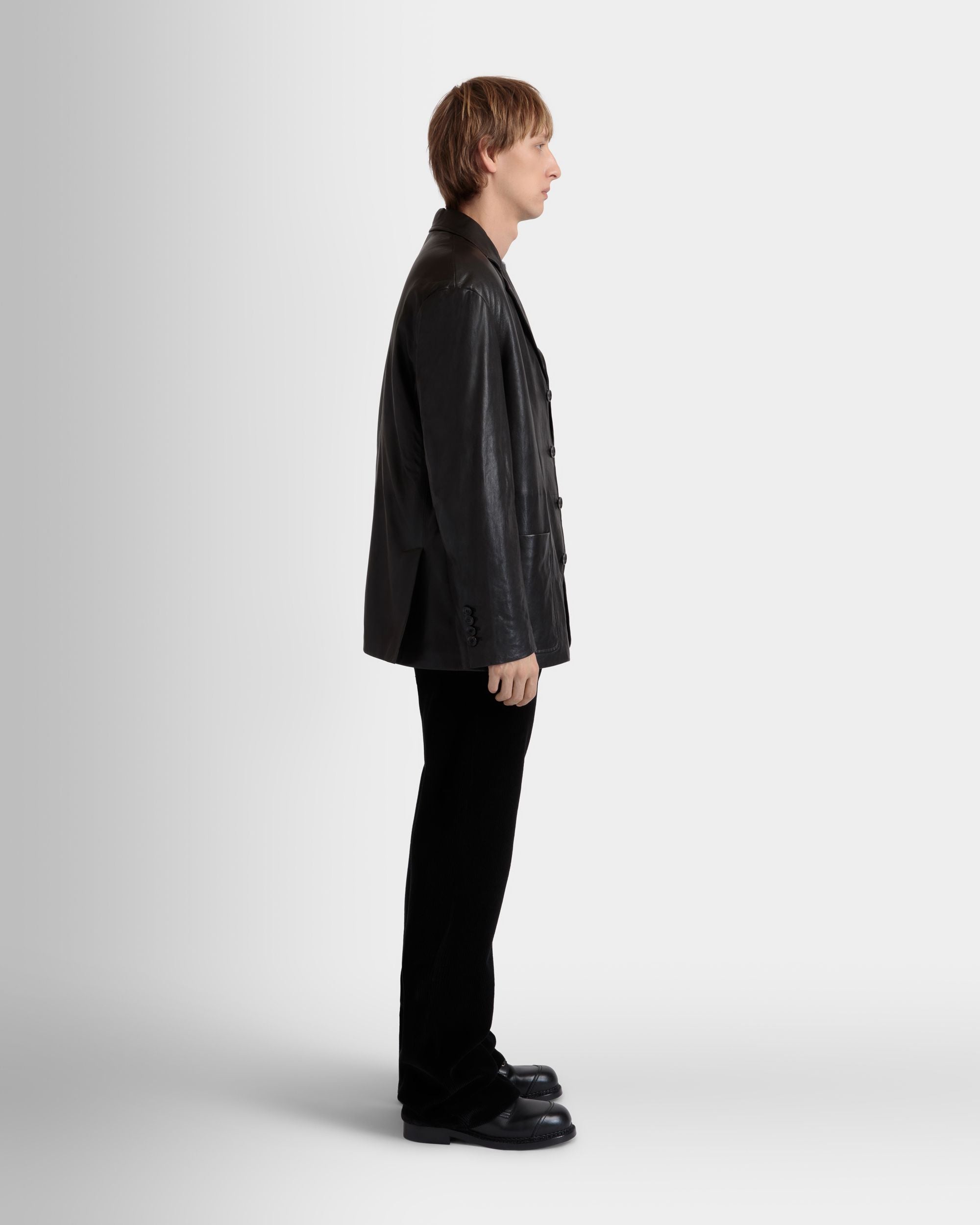 Blazer En Cuir Noir Avec Doublure En Mouton Retourné - Homme - Bally - 05