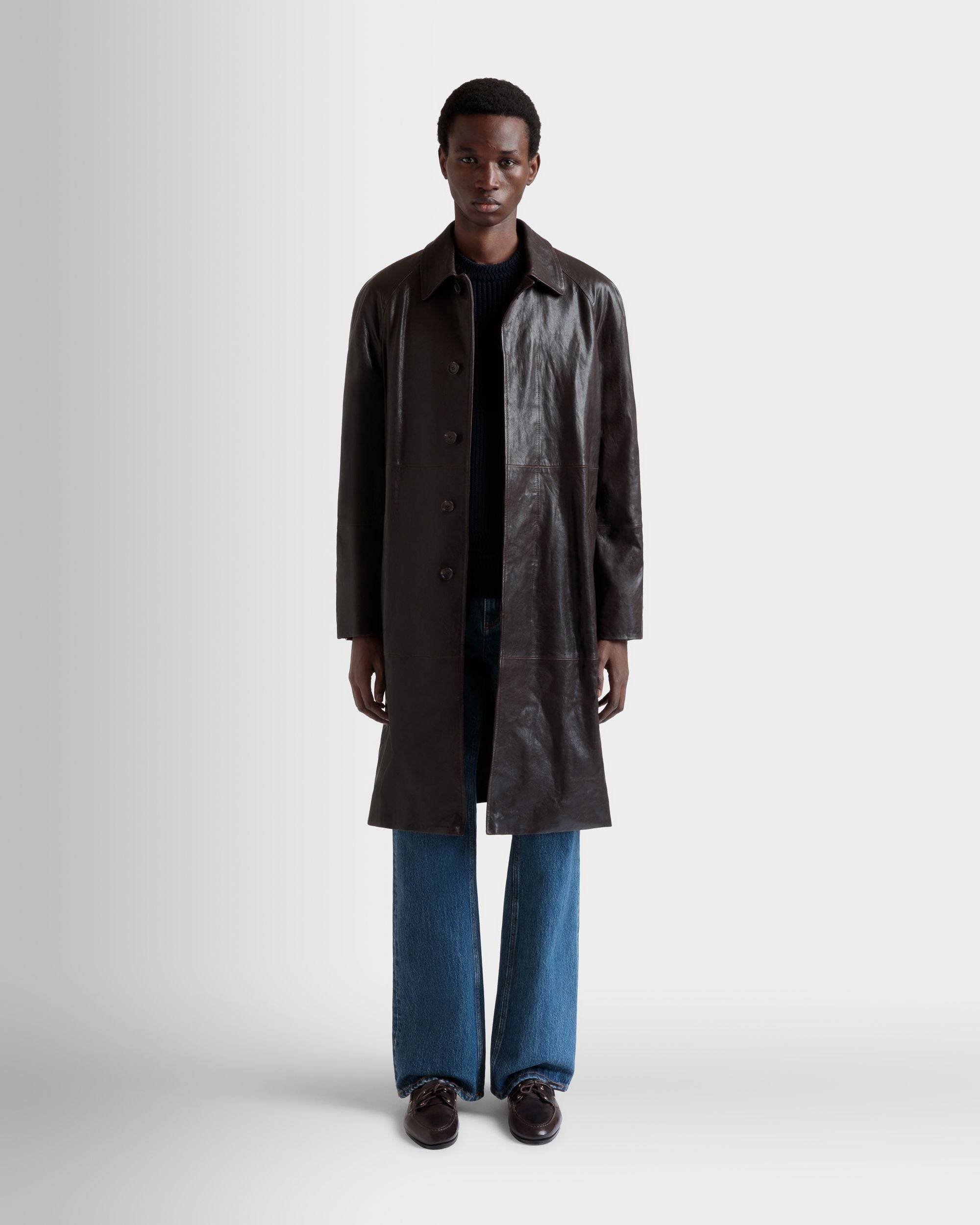 Manteau En Cuir Marron - Homme - Bally - 02