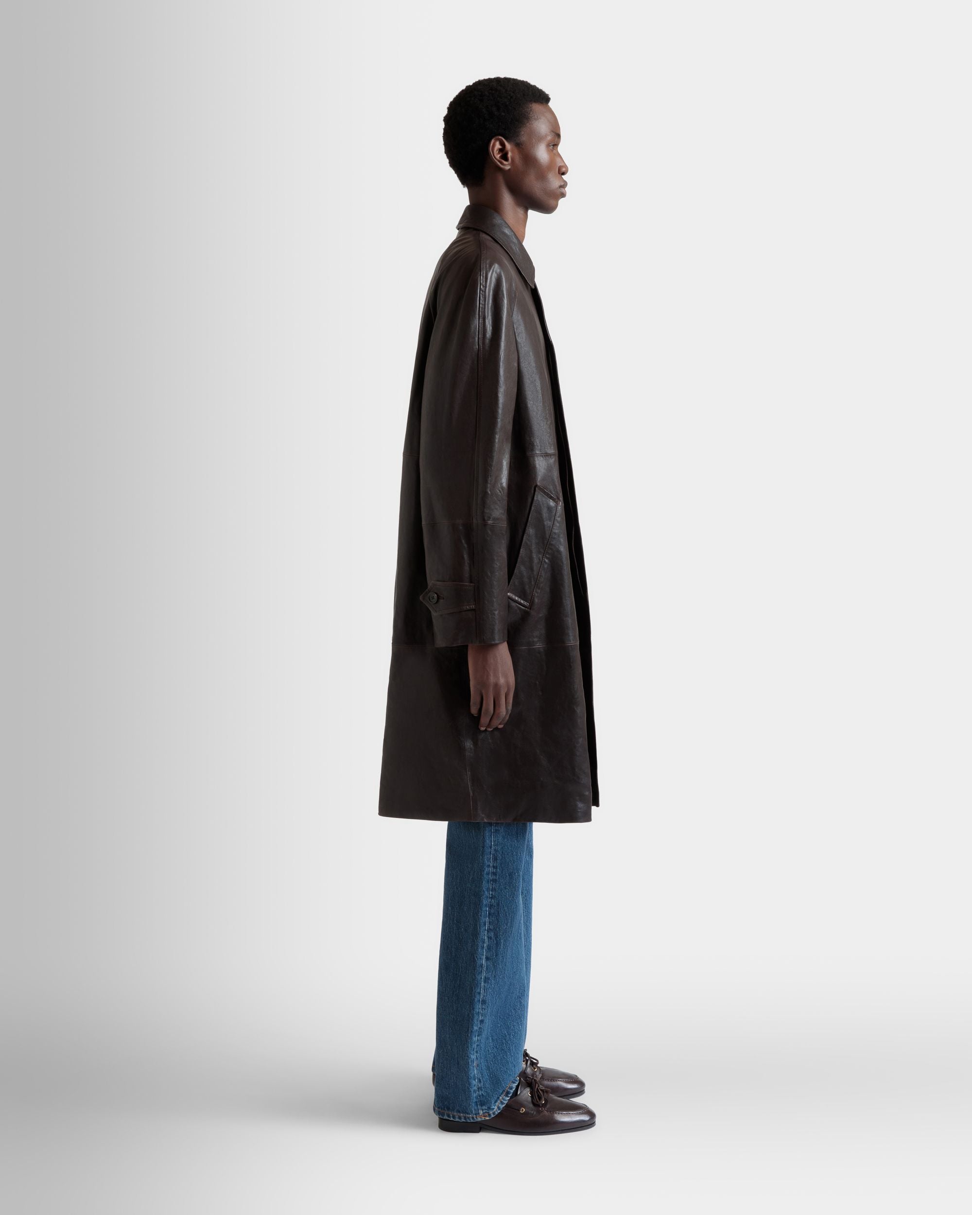 Manteau En Cuir Marron - Homme - Bally - 05