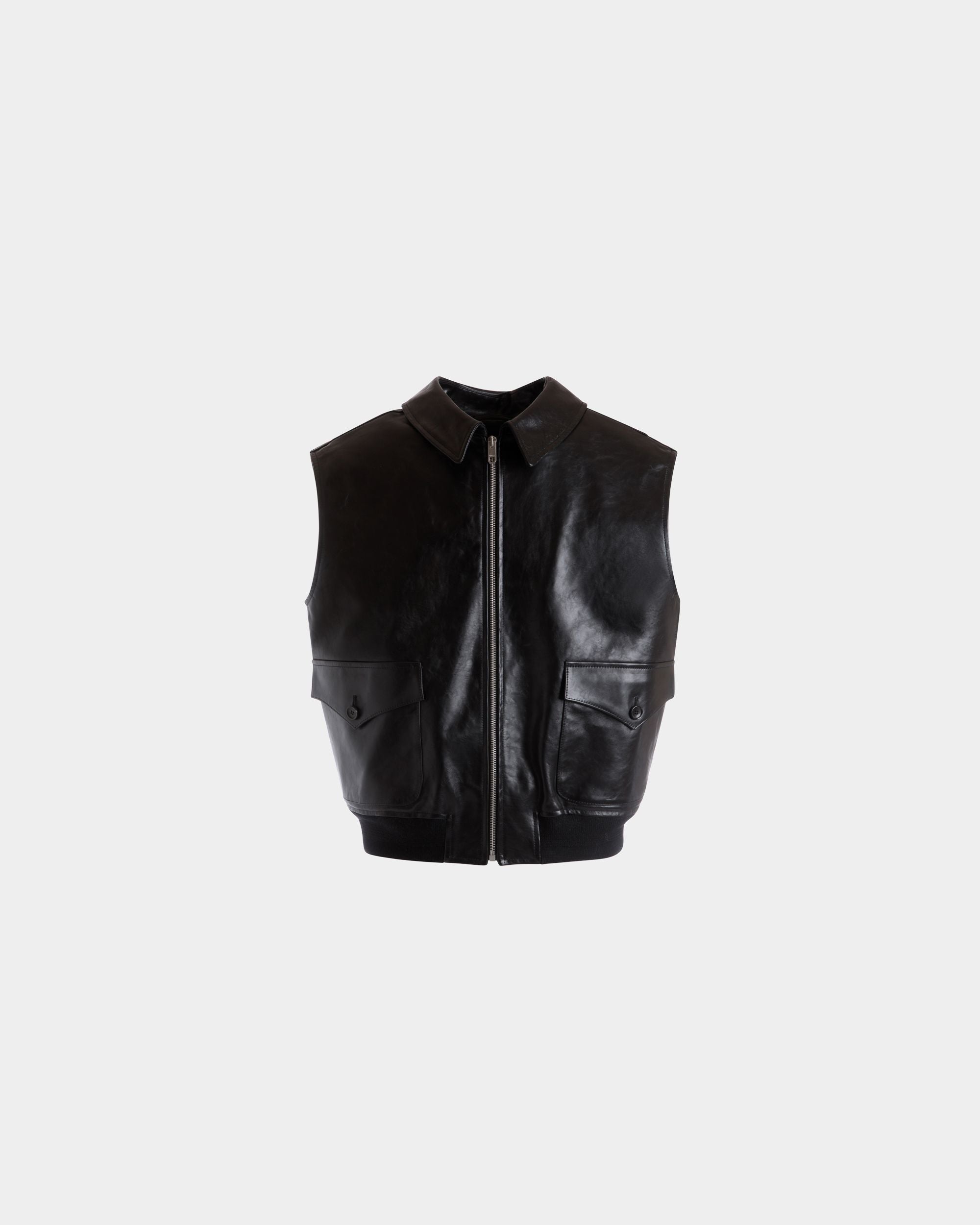 Gilet En Cuir Noir - Homme - Bally - 01
