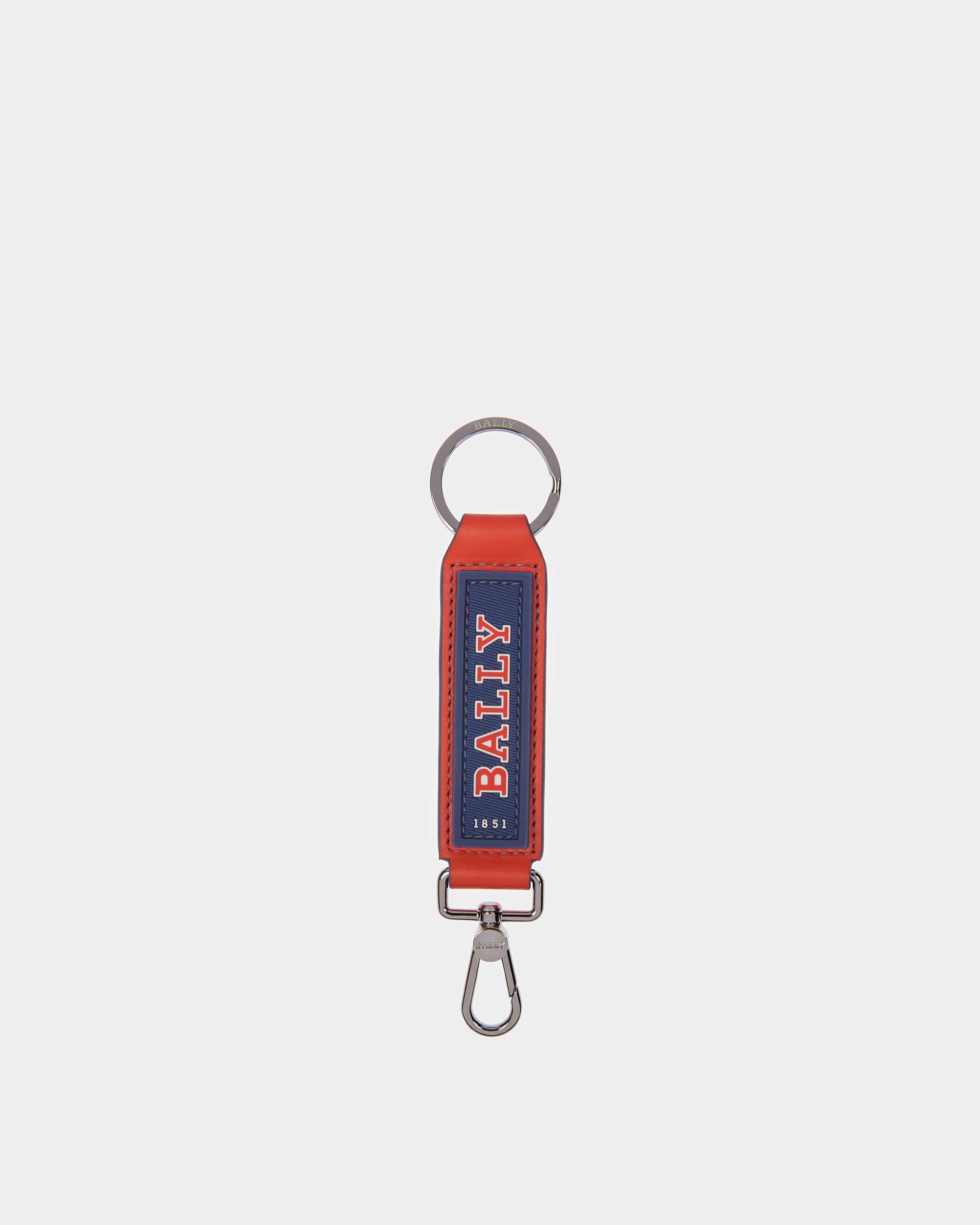 Curlye Porte-clés En Cuir Orange Et Bleu Marine Avec Détail De Logo - Homme - Bally - 01