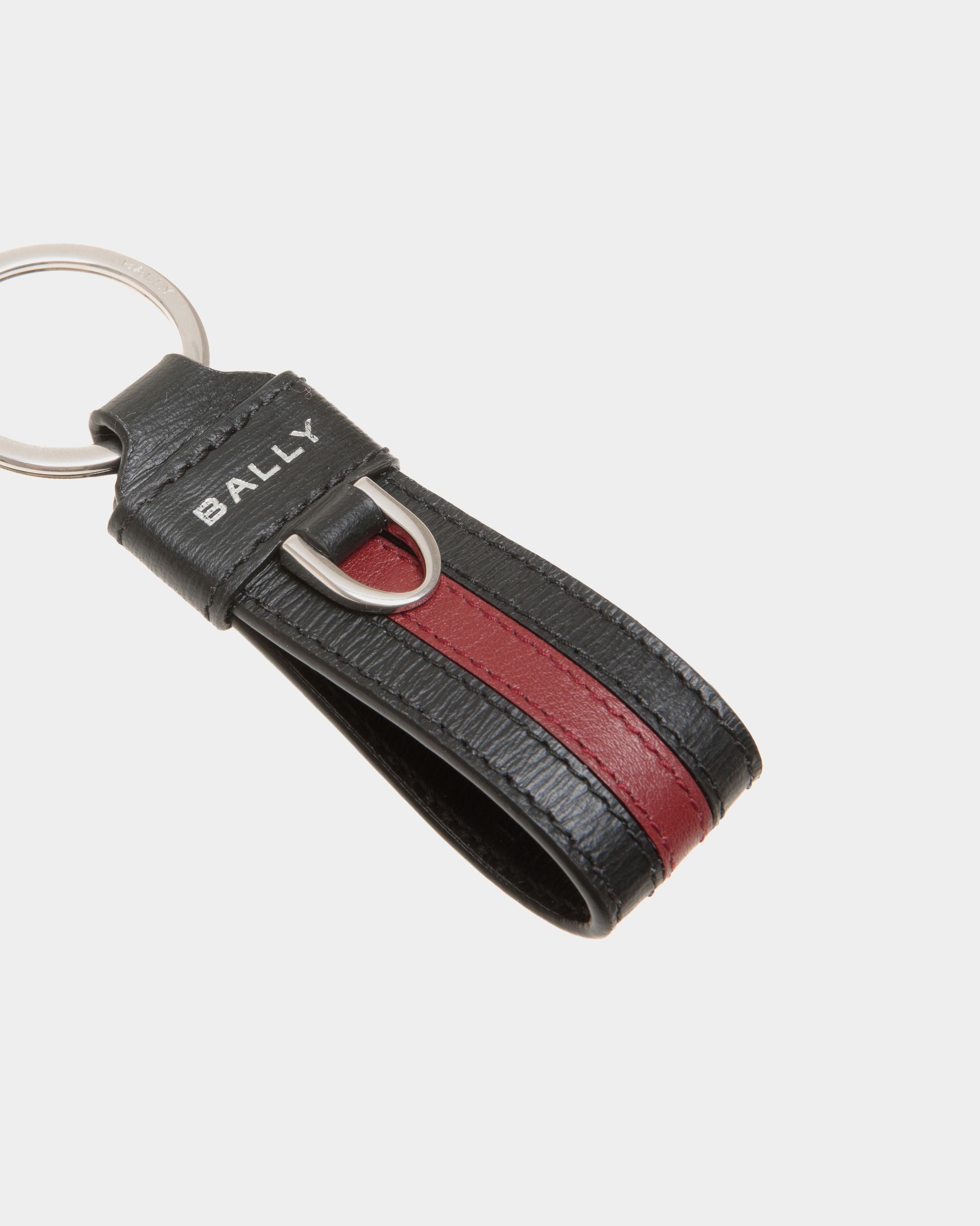 Ribbon Keychains In Black Leather - Homme - Bally - 03