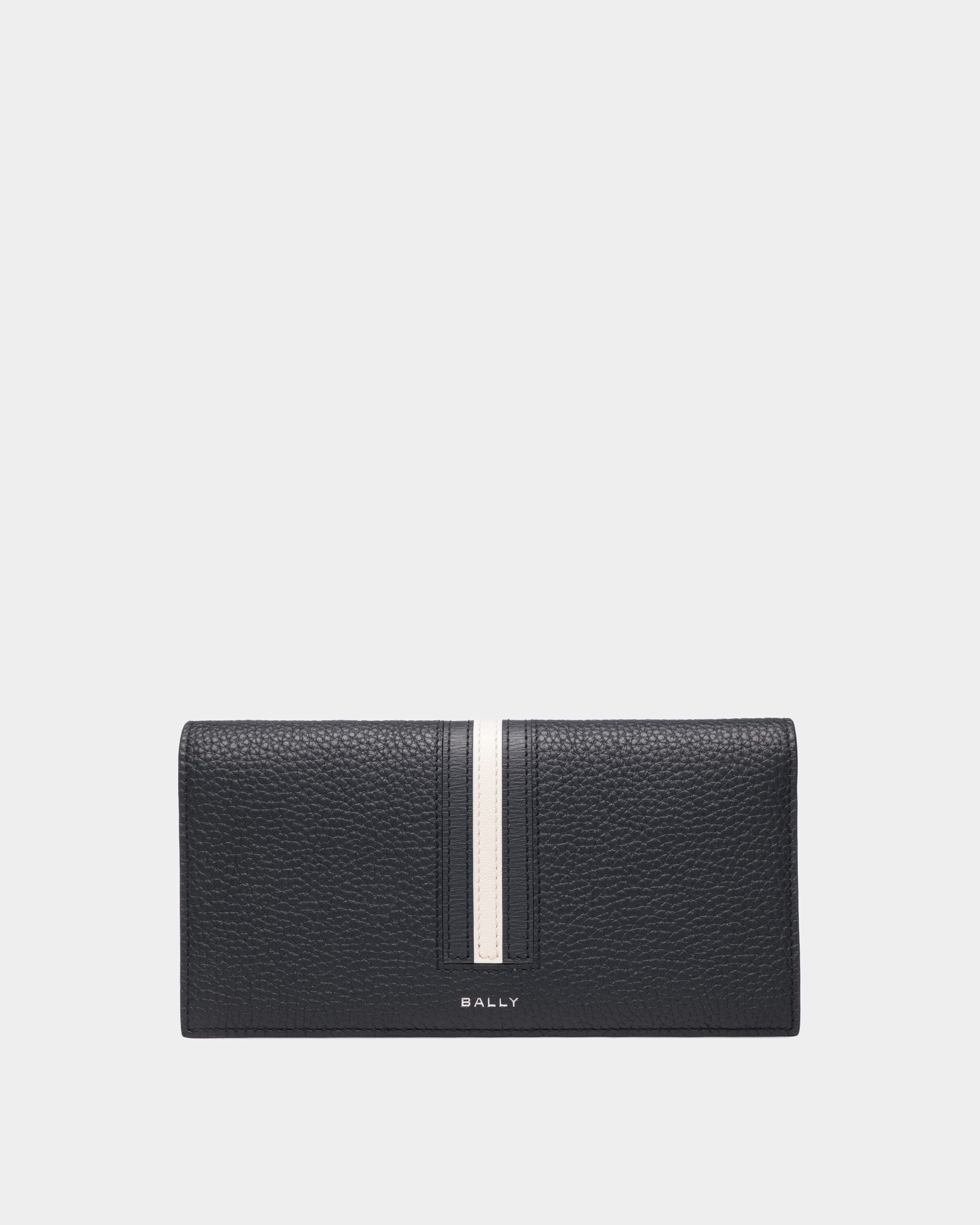 Portefeuille continental Ribbon Cuir bleu nuit - Homme - Bally - 01