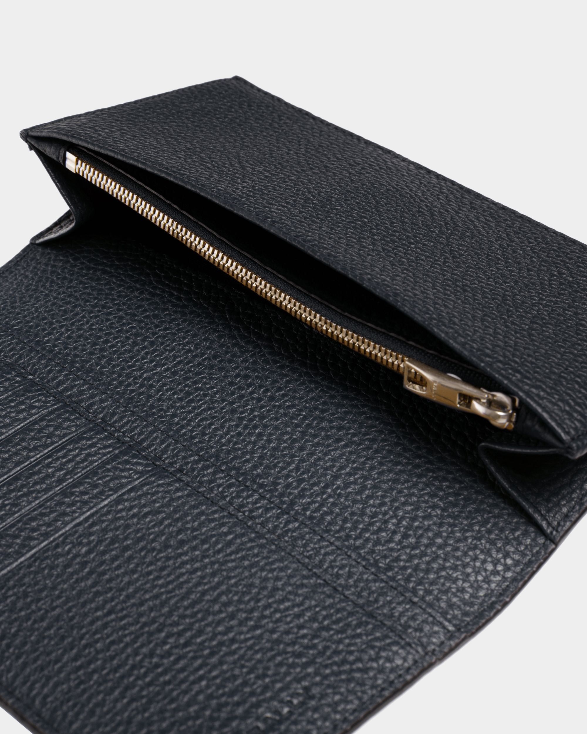 Portefeuille continental Ribbon Cuir bleu nuit - Homme - Bally - 04