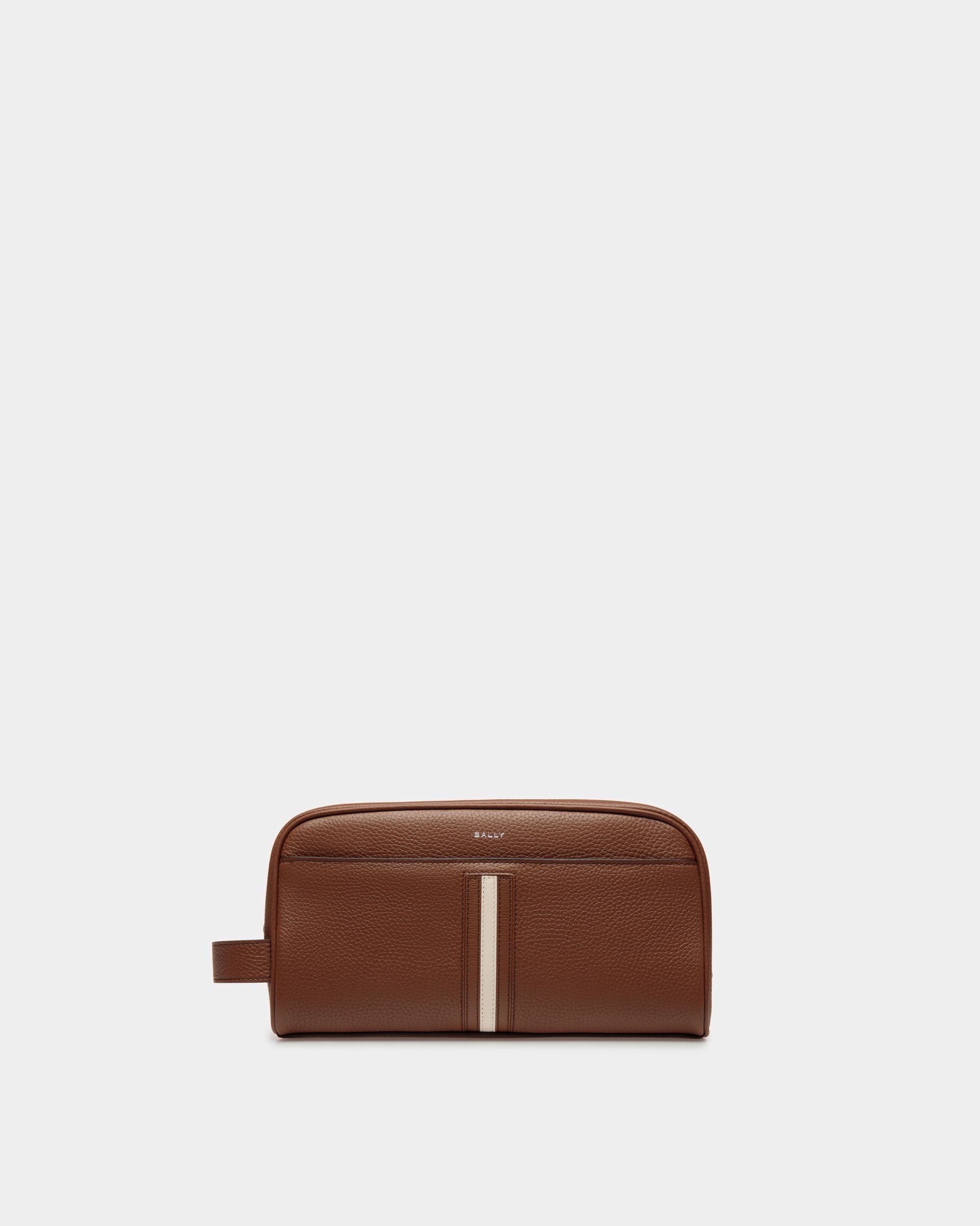 Trousse De Toilette Ribbon En Cuir Marron - Homme - Bally - 01