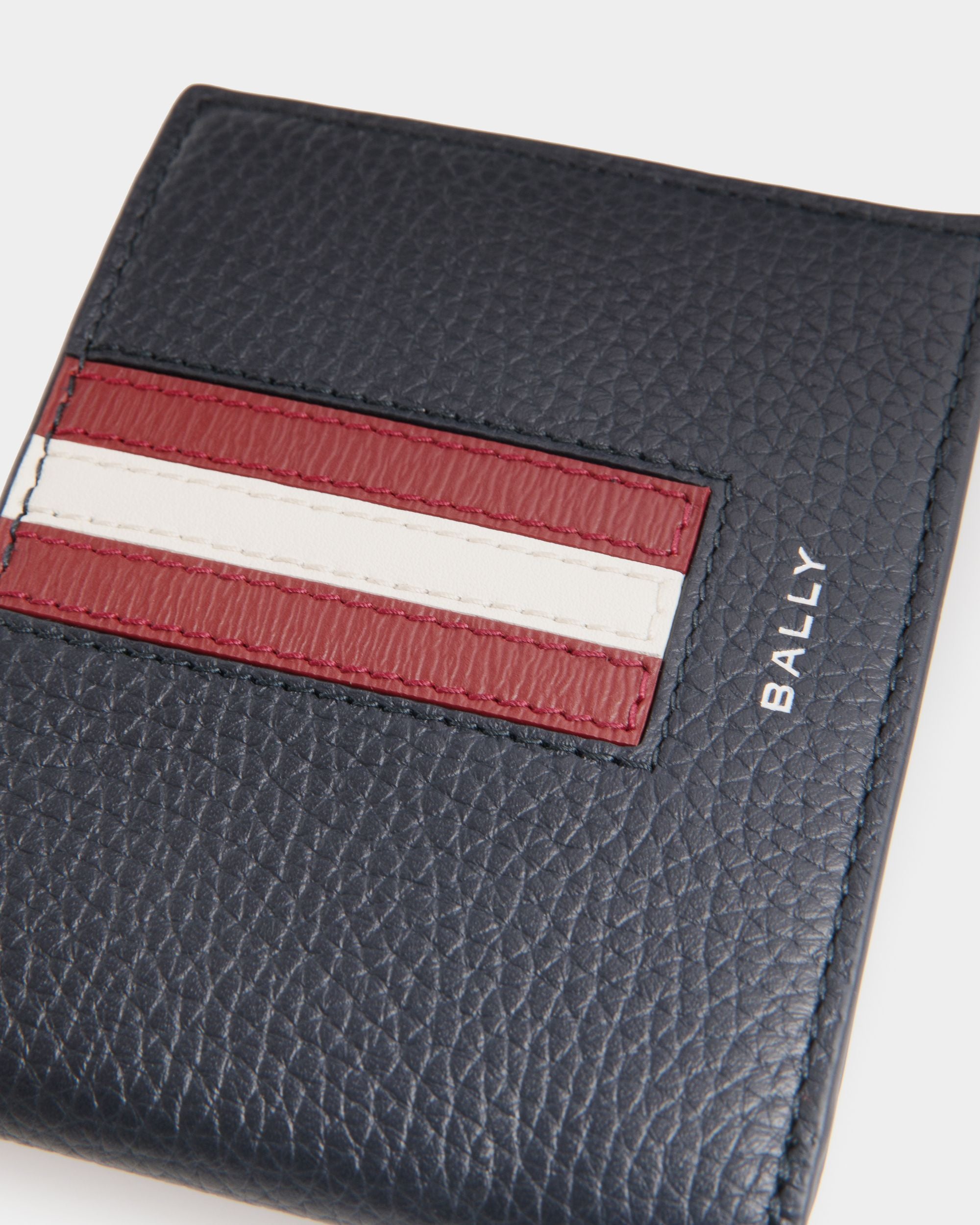 Portefeuille À Deux Volets Ribbon En Cuir Navy Blue - Homme - Bally - 04
