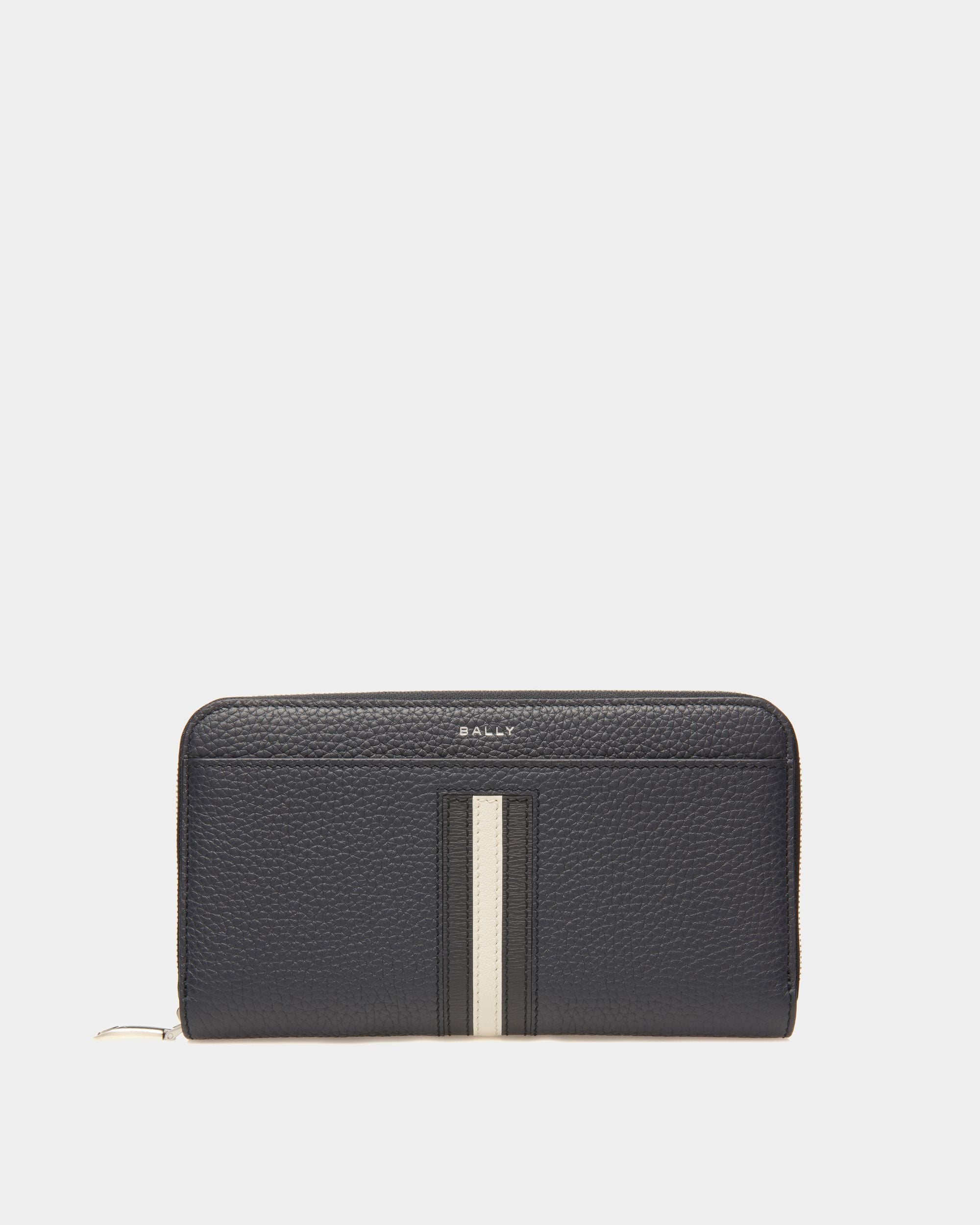 Portefeuille à contour zippé Ribbon Cuir bleu nuit - Homme - Bally - 01