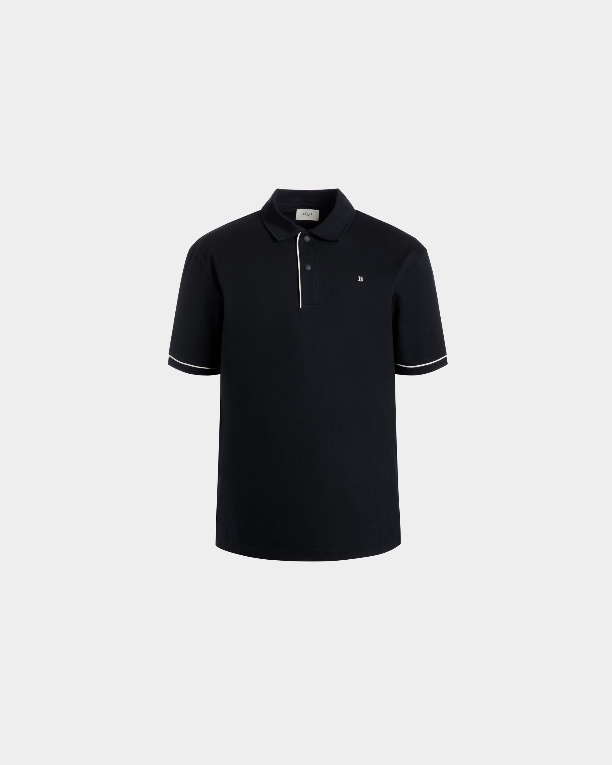 Polo En Maille Piquée De Coton Bleu - Homme - Bally - 01