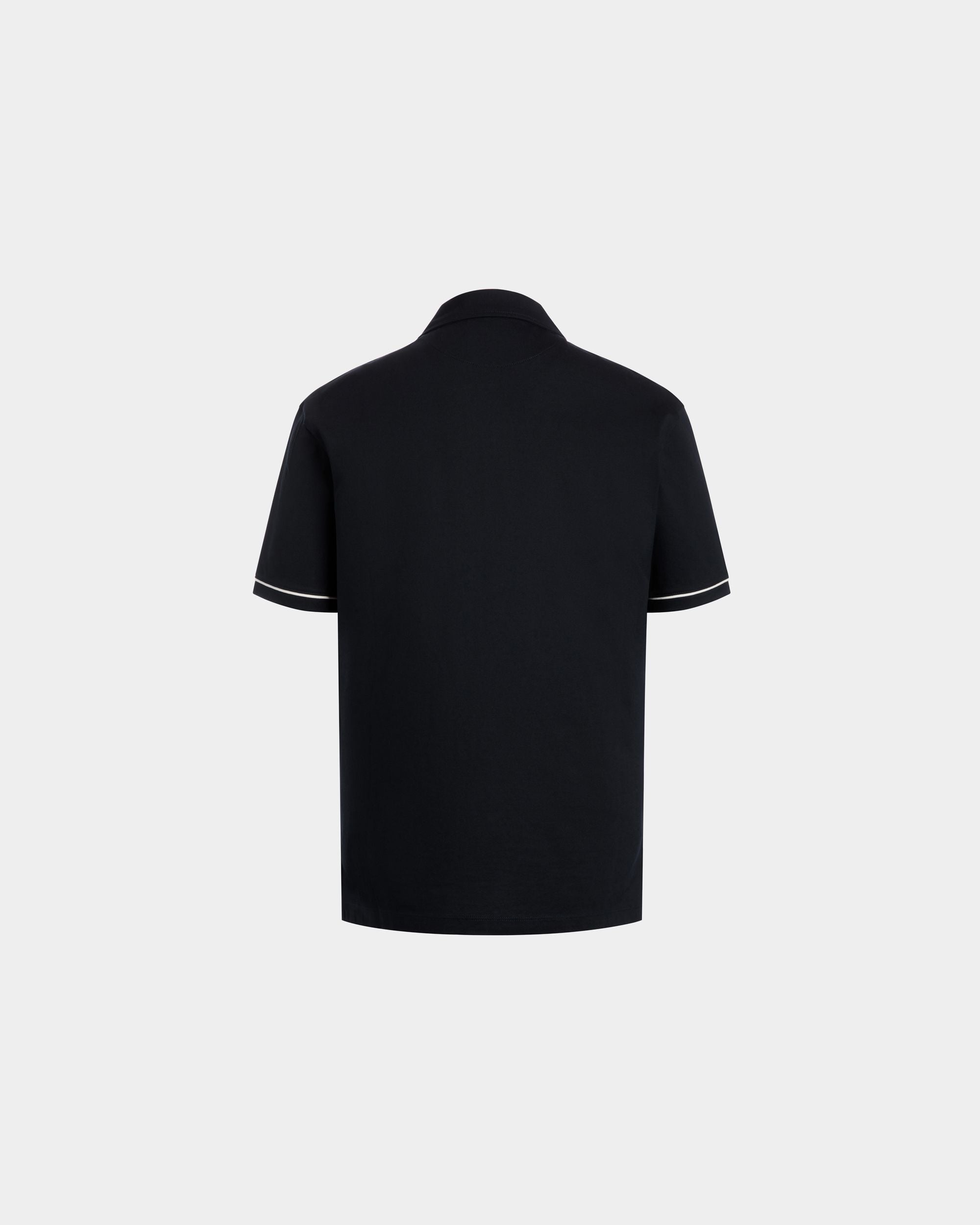 Polo En Maille Piquée De Coton Bleu - Homme - Bally - 03