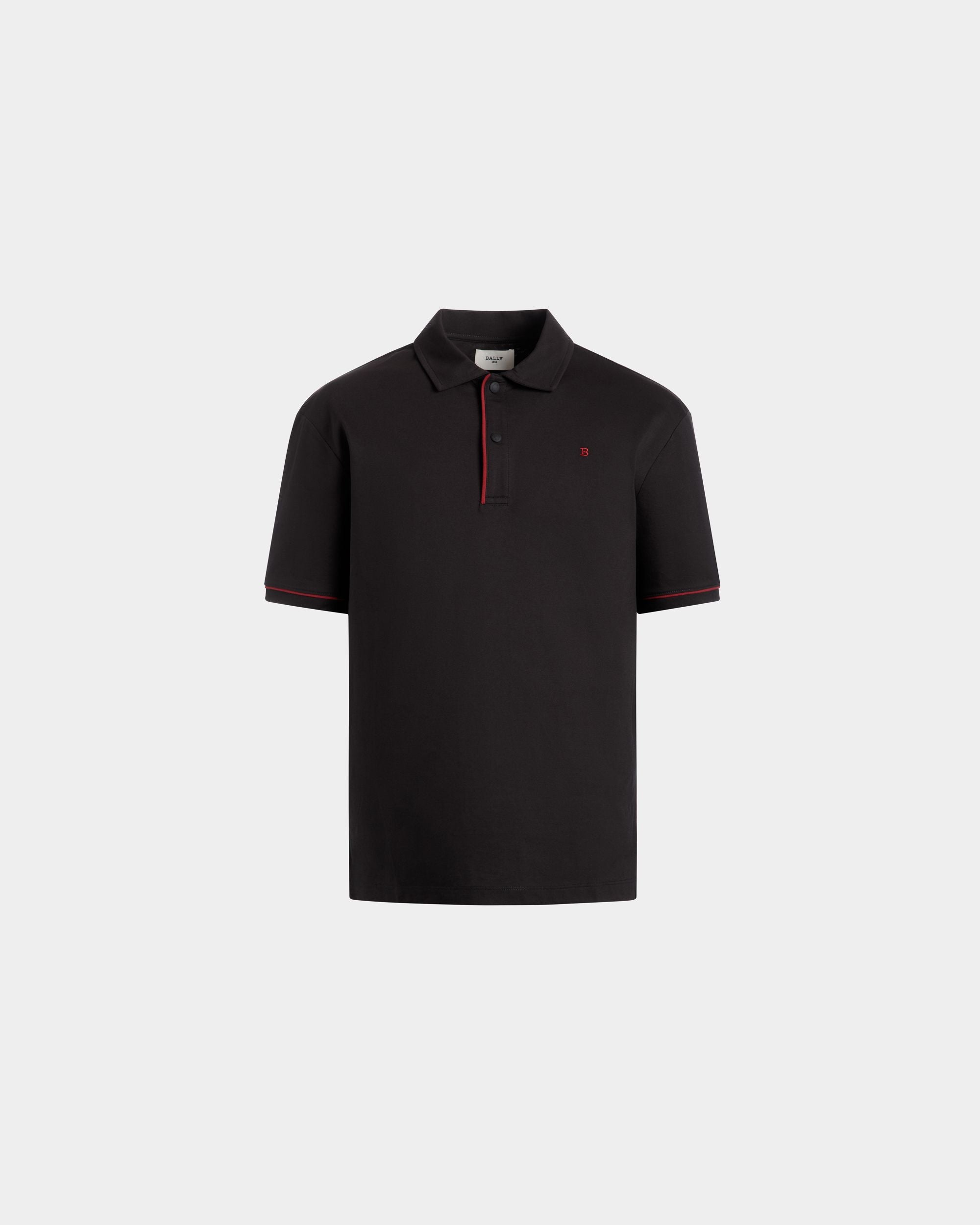 Polo En Maille Piquée De Coton Noir - Homme - Bally - 01