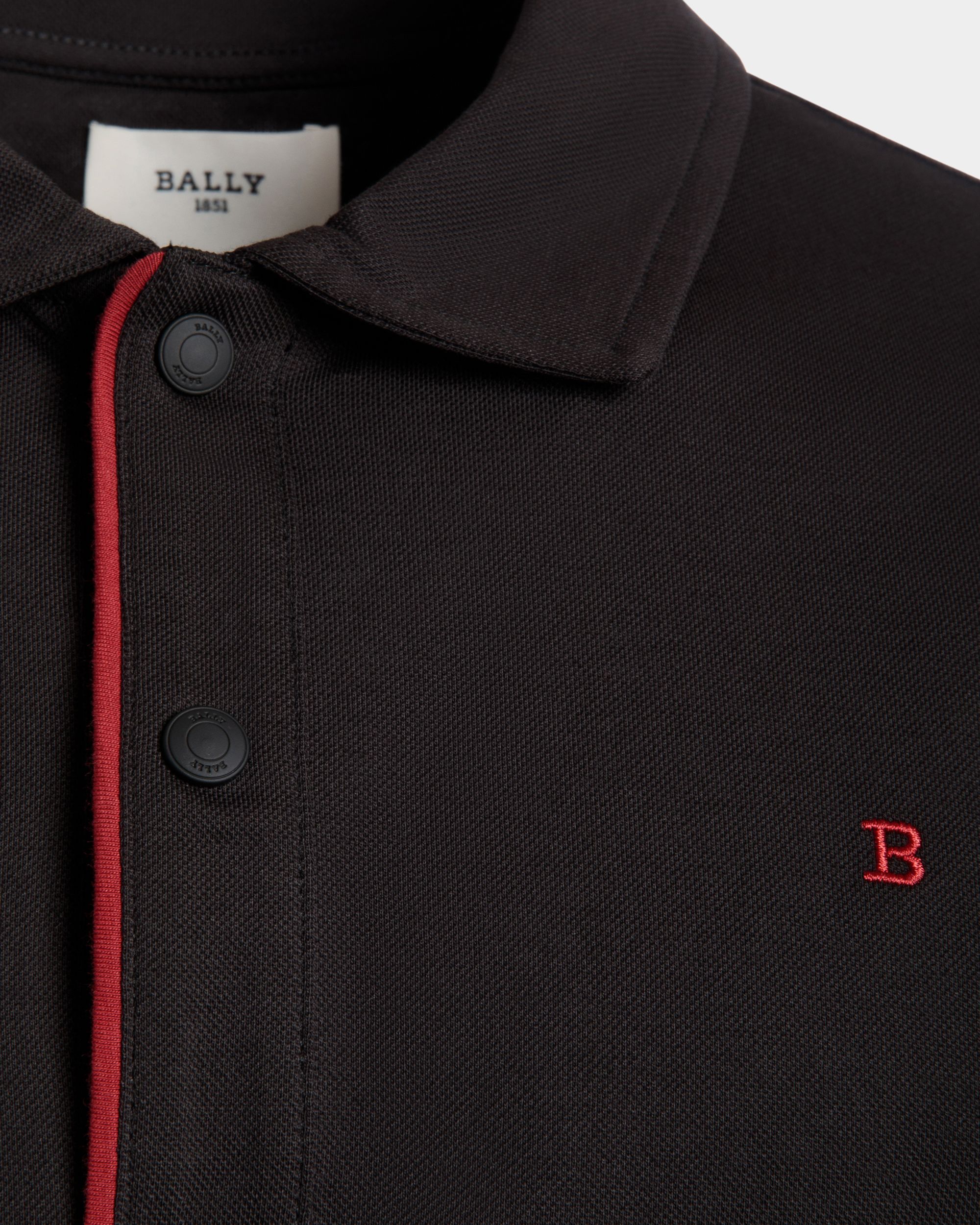 Polo En Maille Piquée De Coton Noir - Homme - Bally - 02