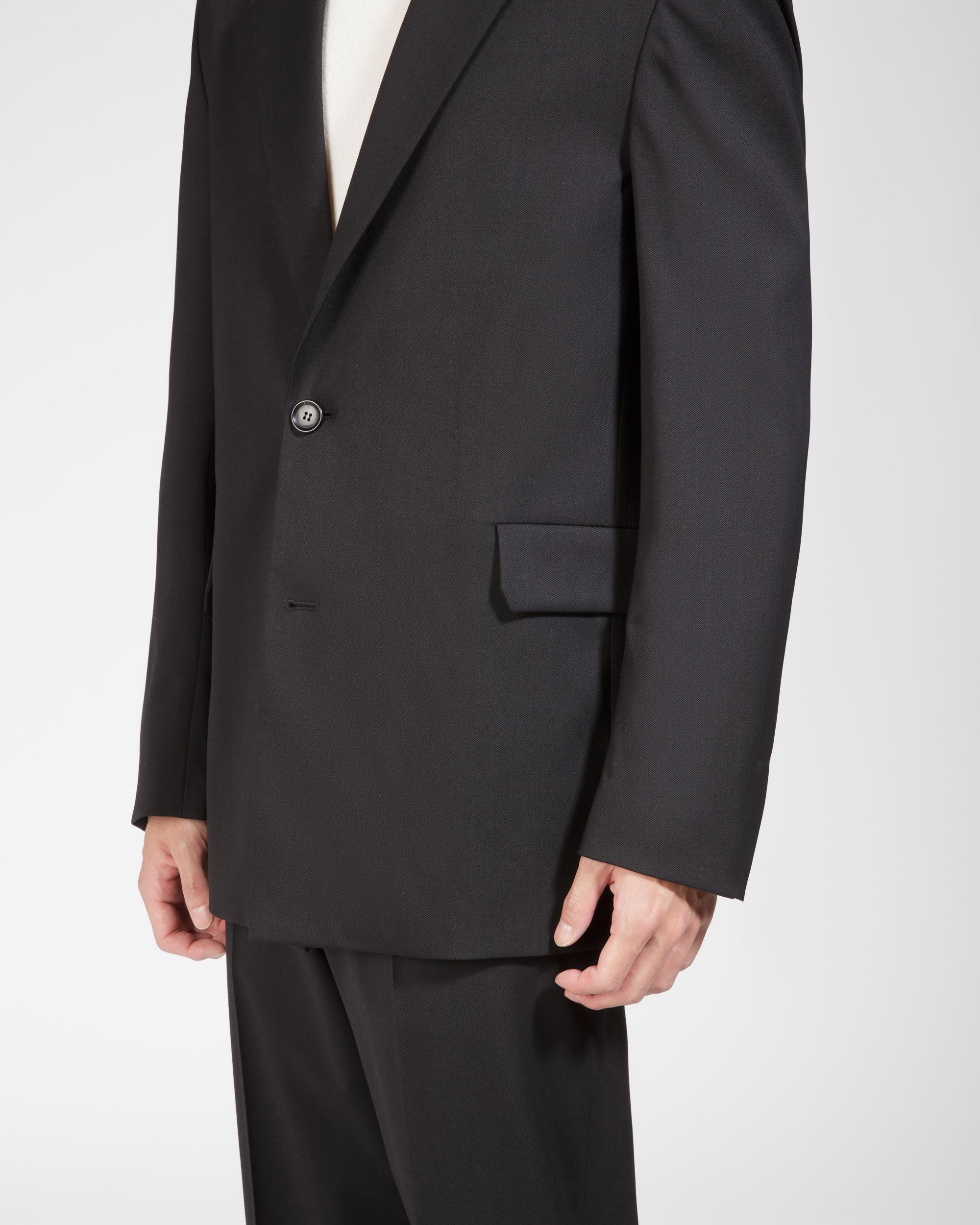 Veste Noire En Laine Mélangée - Homme - Bally - 04
