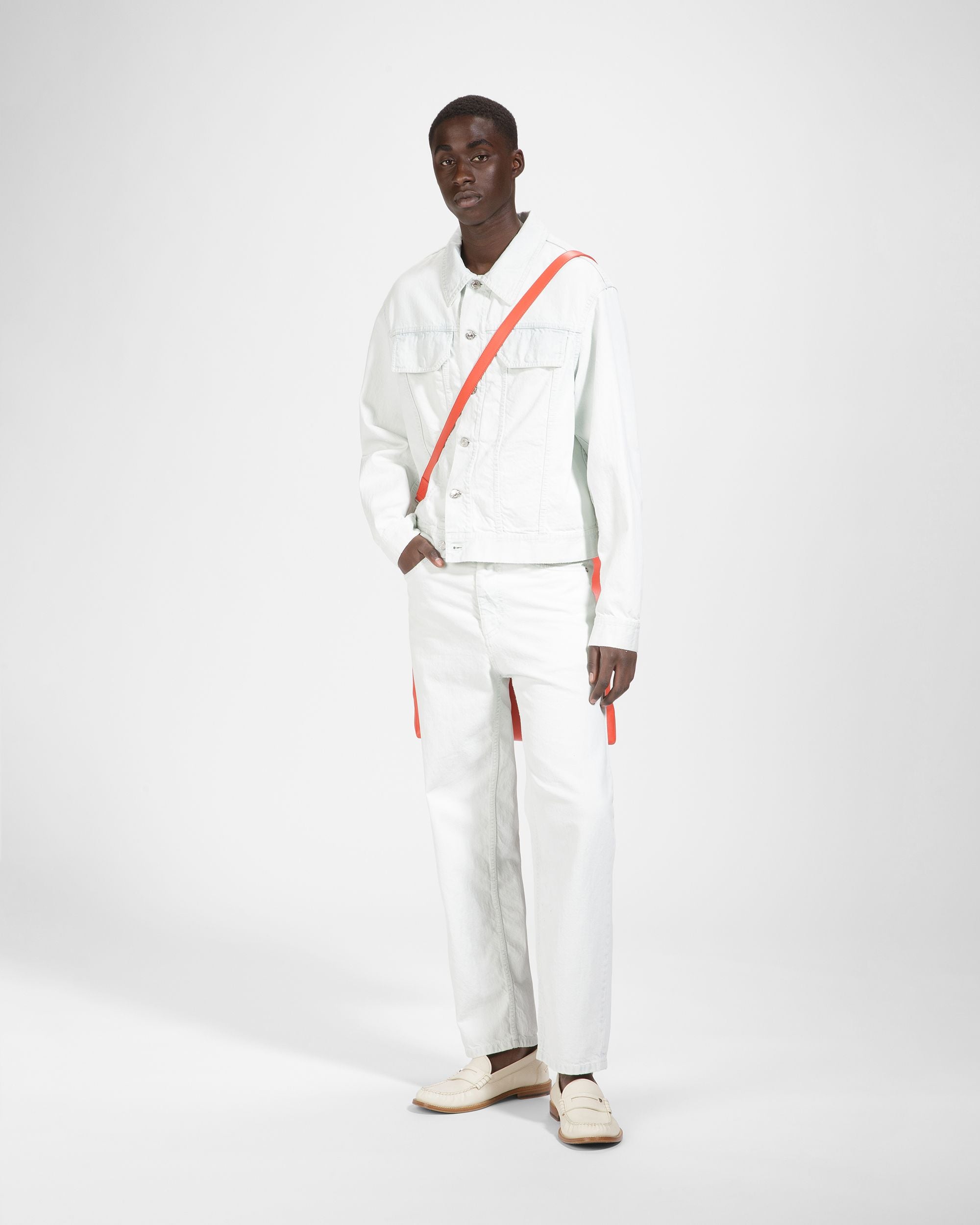 Veste En Denim De Coton Blanc Délavé - Homme - Bally - 02