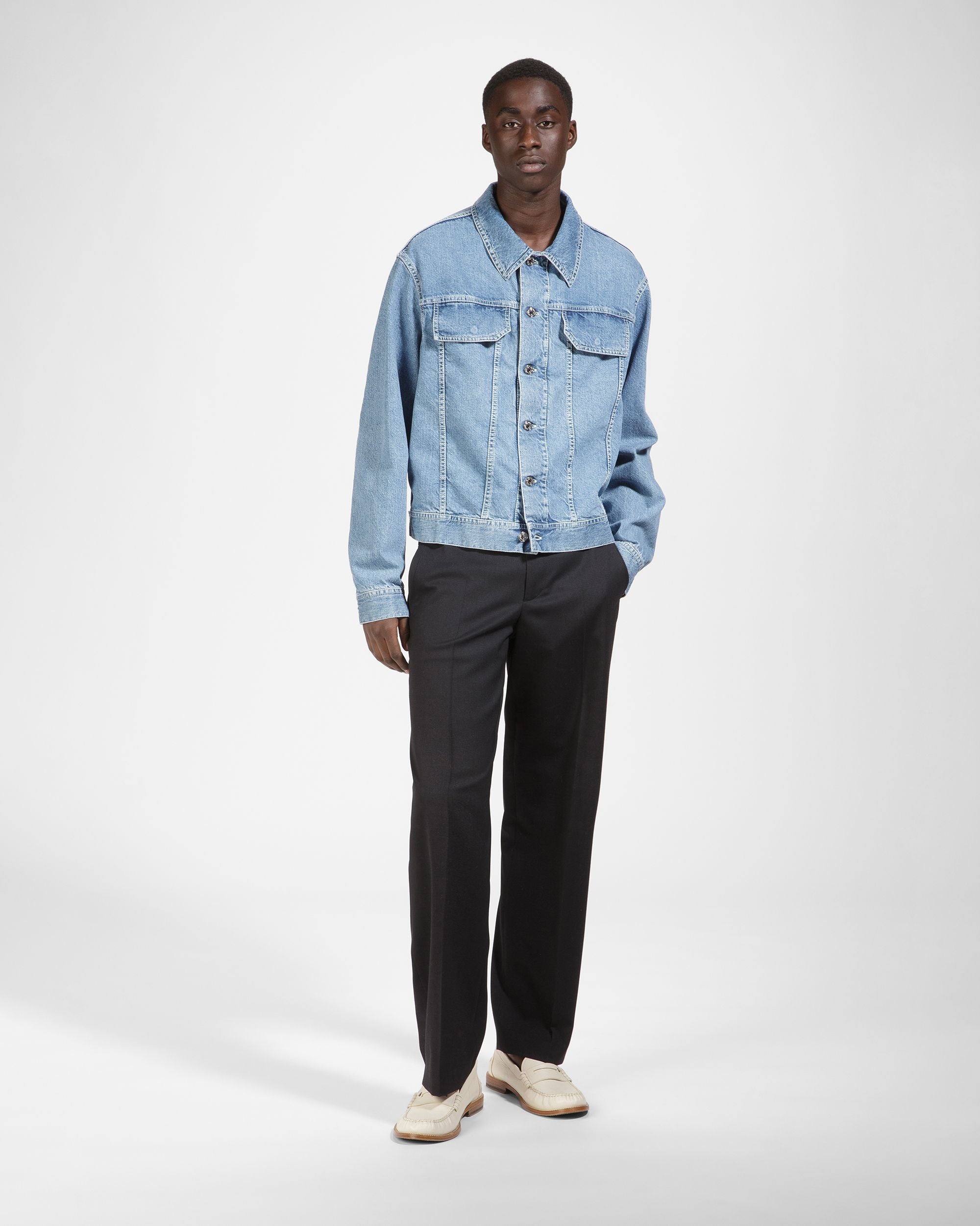 Veste En Denim De Coton Bleu Clair - Homme - Bally - 02
