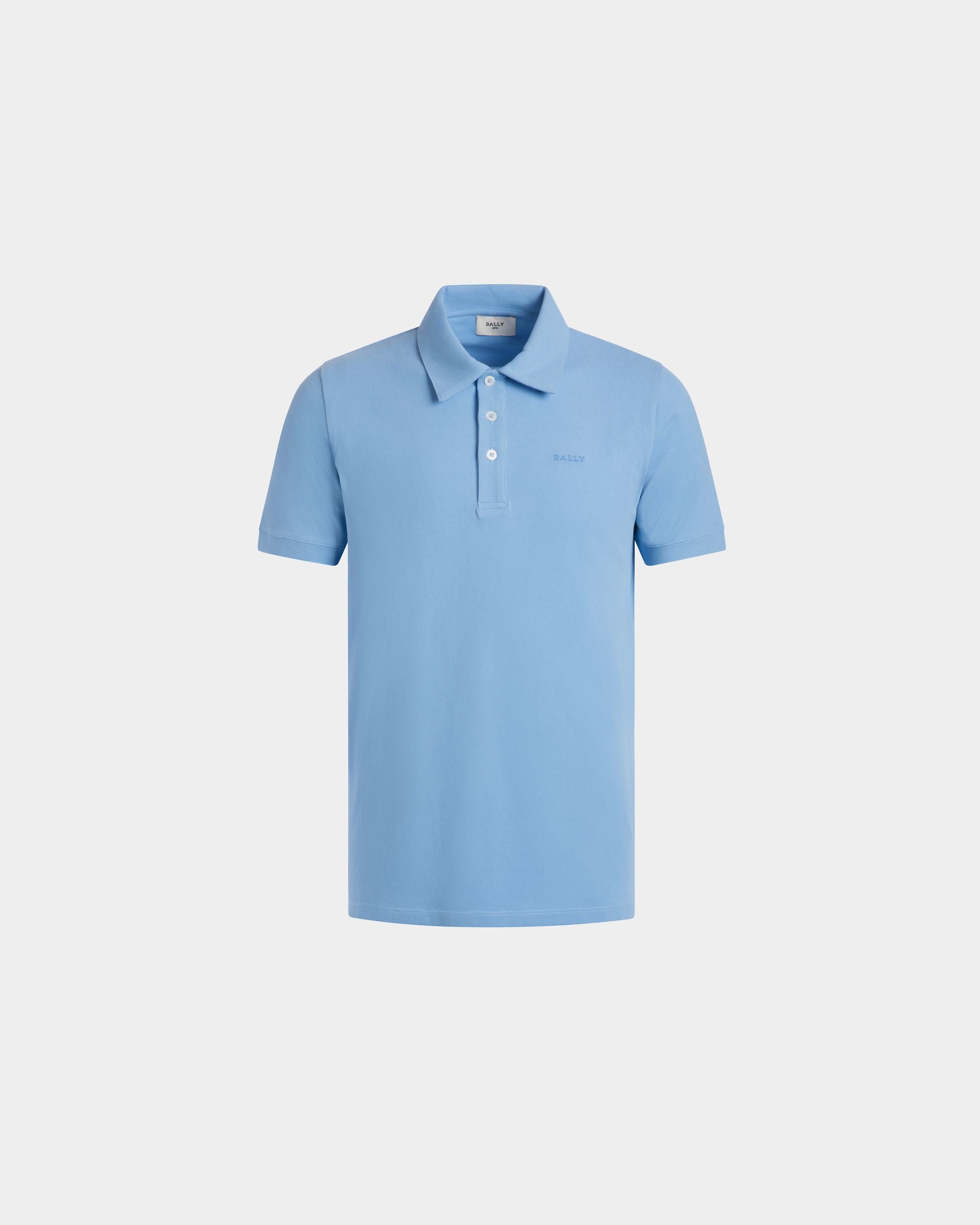 Polo En Maille Piquée De Coton Bleu - Homme - Bally - 01