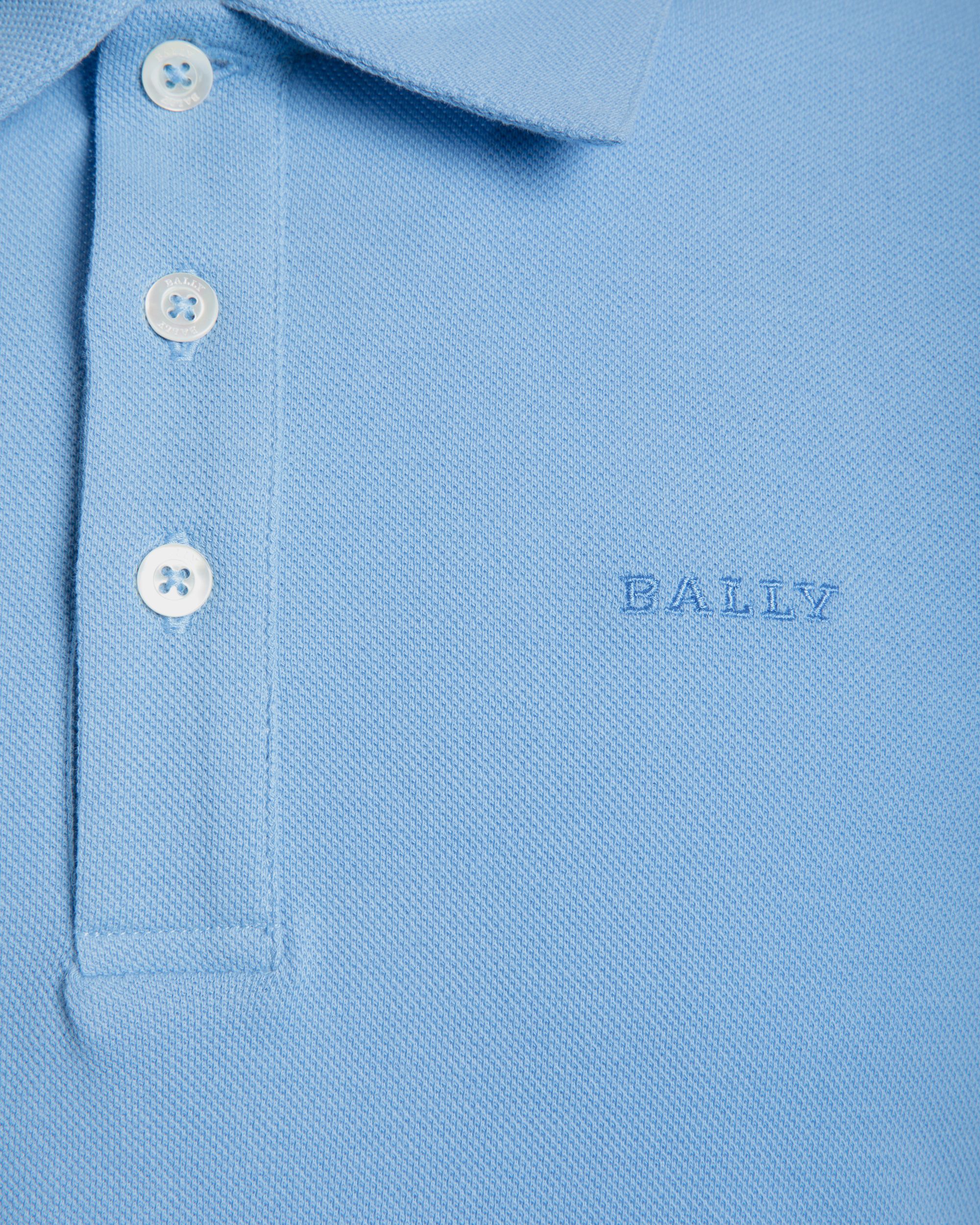 Polo En Maille Piquée De Coton Bleu - Homme - Bally - 02
