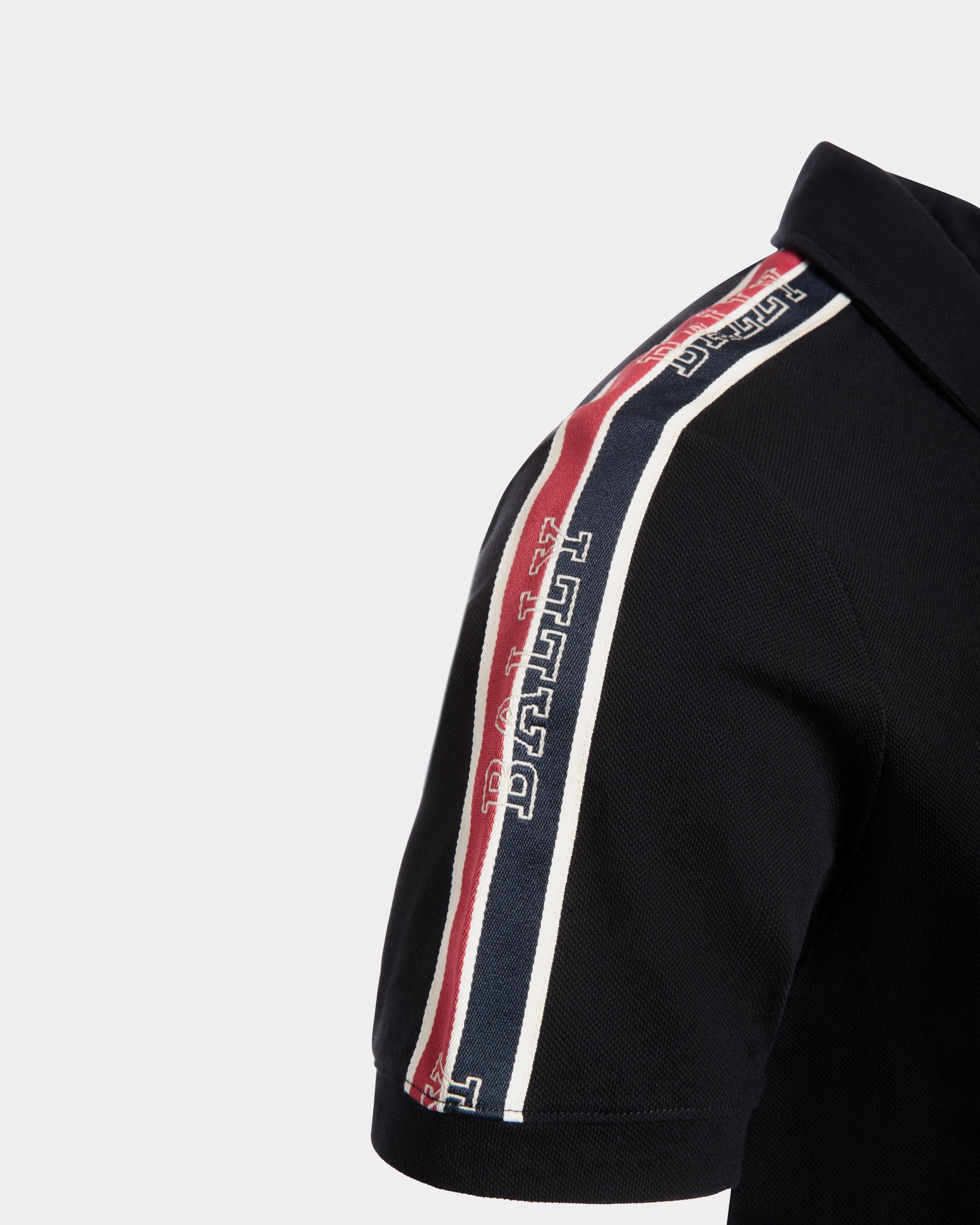 Polo En Maille Piquée De Coton Noir - Homme - Bally - 02