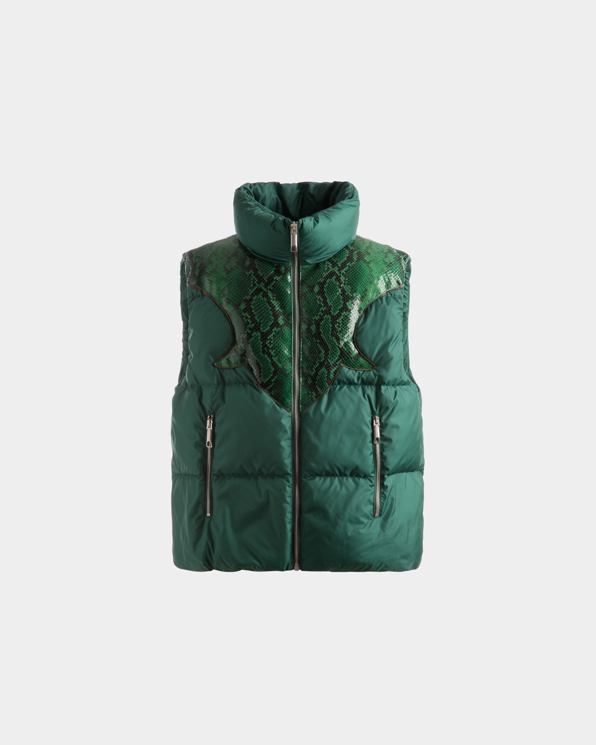 Doudoune Sans Manches Avec Col Montant En Nylon Kelly Green - Homme - Bally - 01