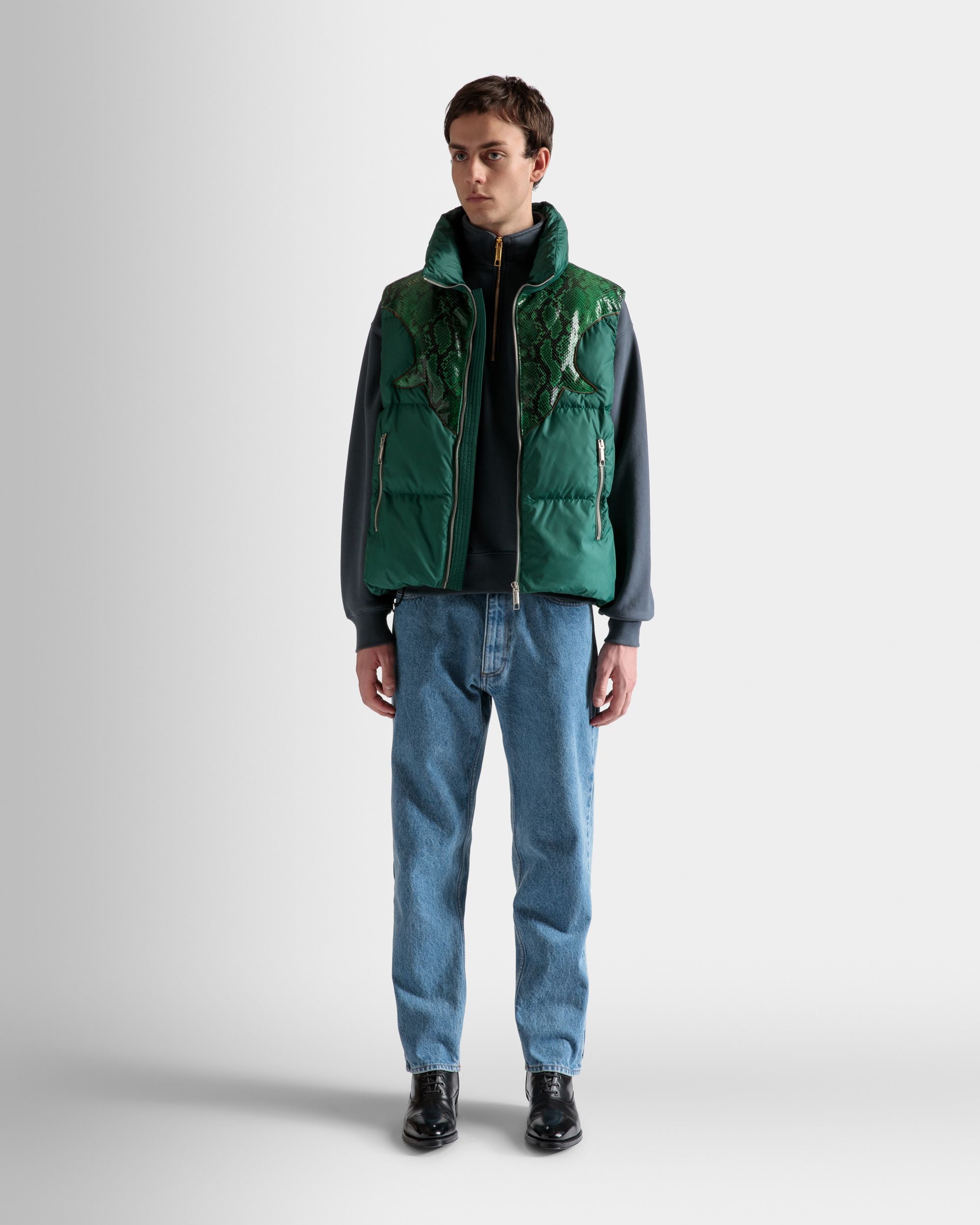 Doudoune Sans Manches Avec Col Montant En Nylon Kelly Green - Homme - Bally - 02
