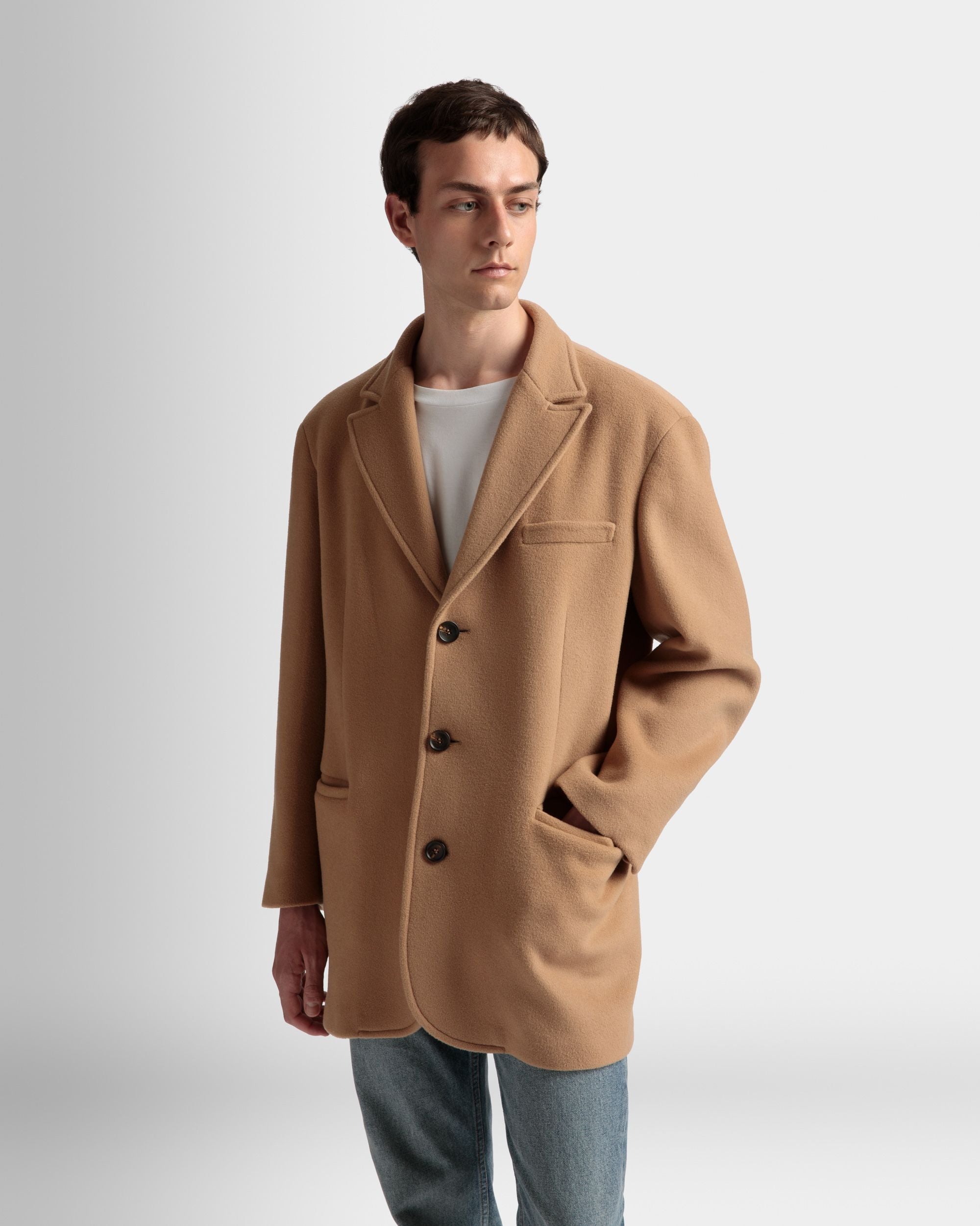 Veste Droite En Cachemire Mélangé Couleur Camel - Homme - Bally - 02