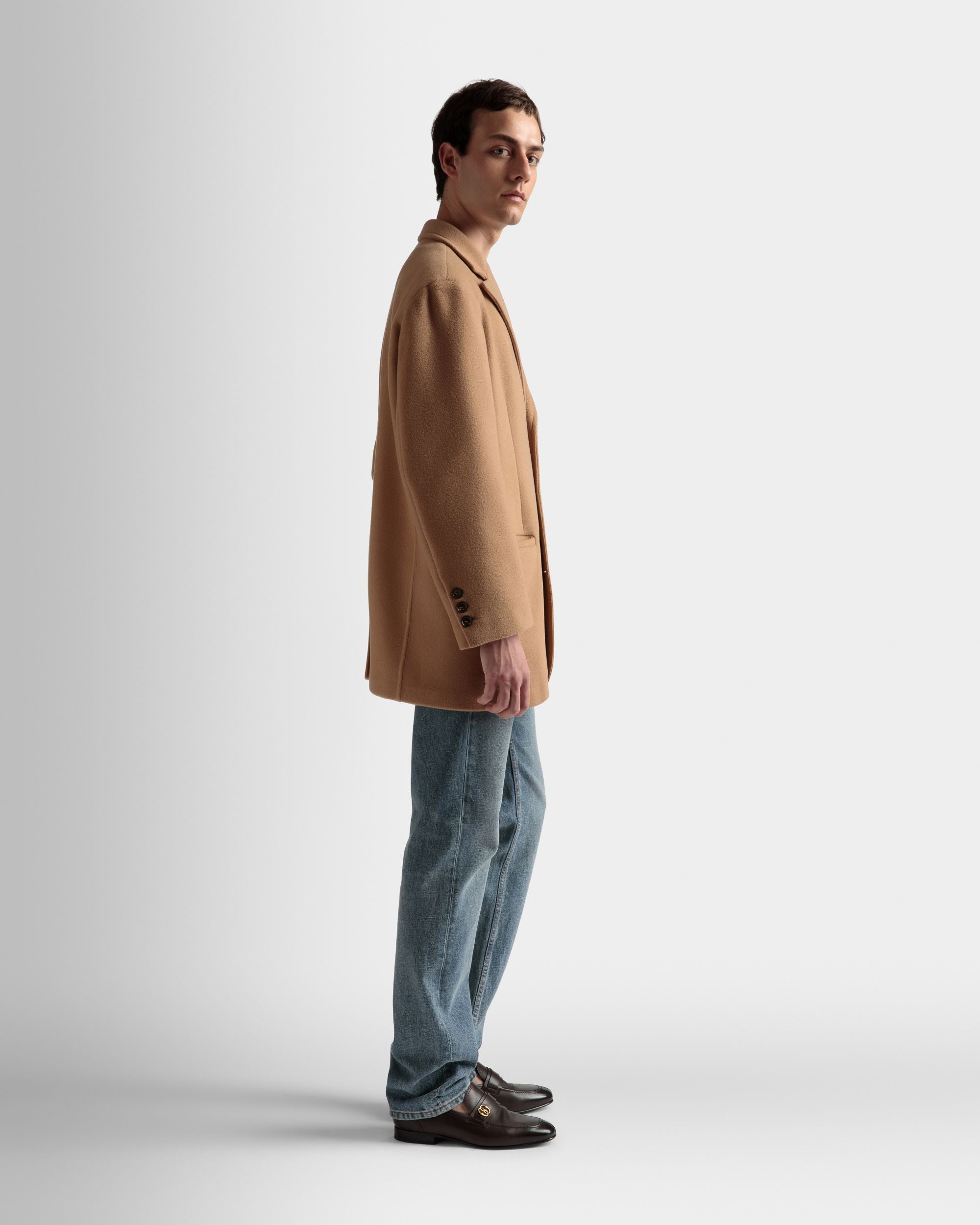 Veste Droite En Cachemire Mélangé Couleur Camel - Homme - Bally - 04