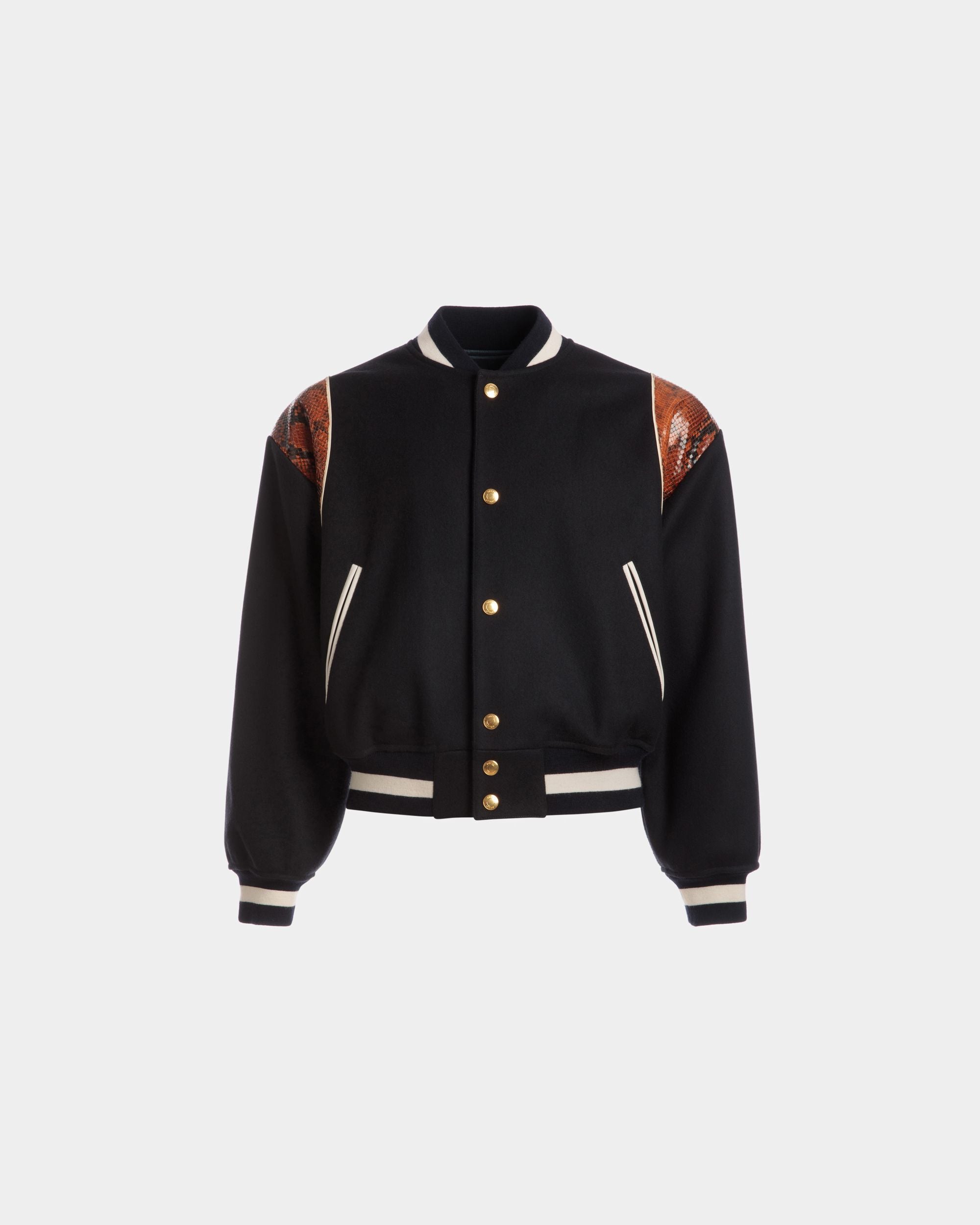 Veste Letterman En laine mélangée bleu marine - Homme - Bally - 01