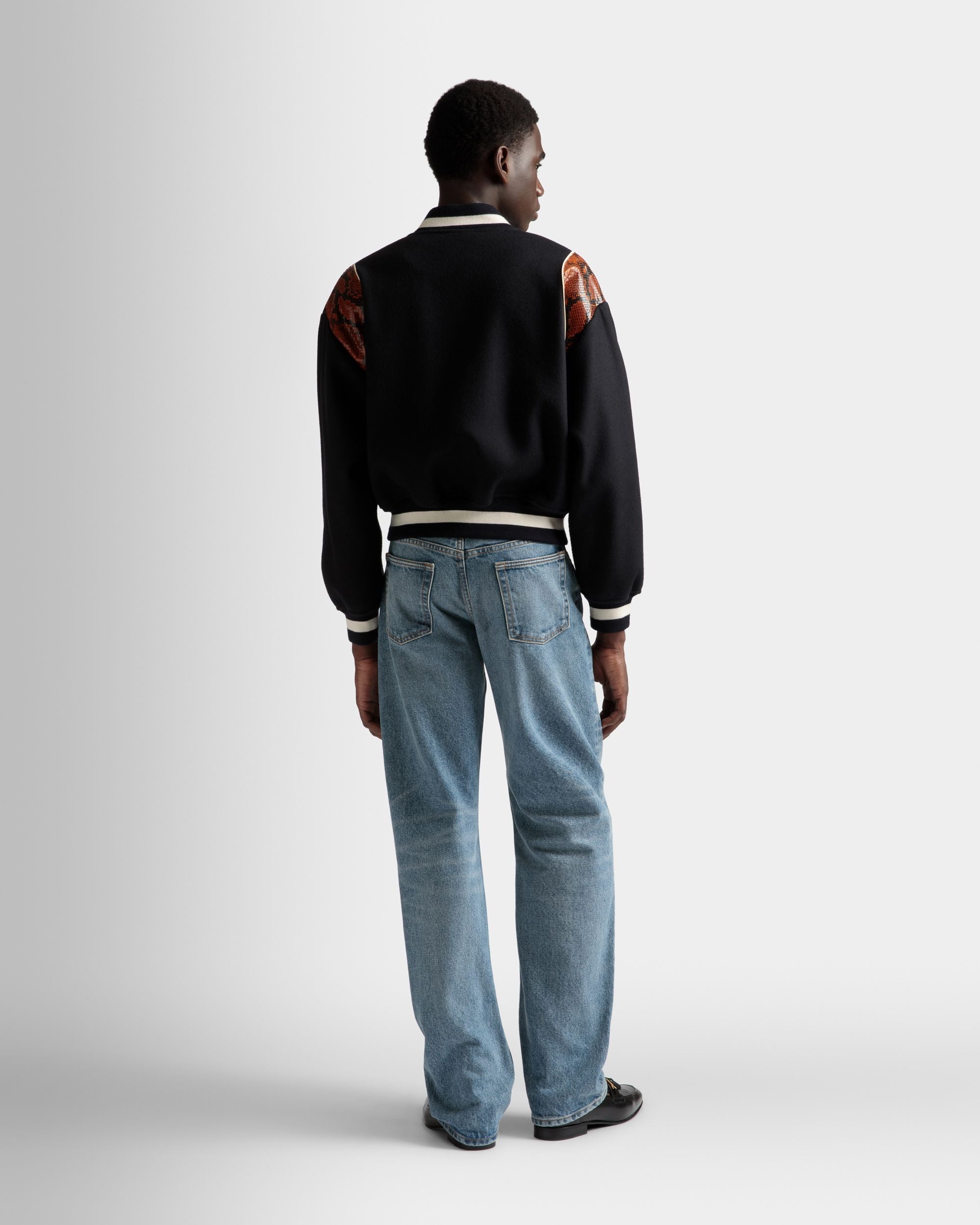 Veste Letterman En laine mélangée bleu marine - Homme - Bally - 06