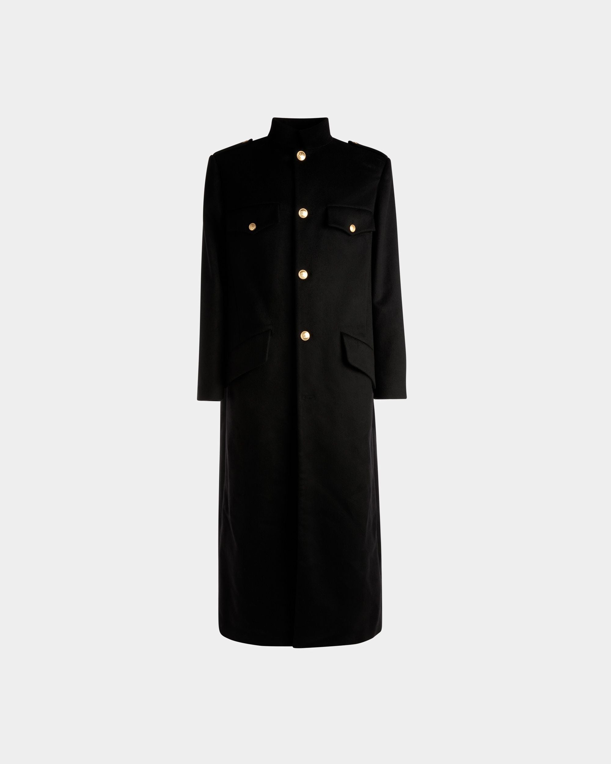 Manteau Long Style Utilitaire En Laine Noire - Homme - Bally - 01