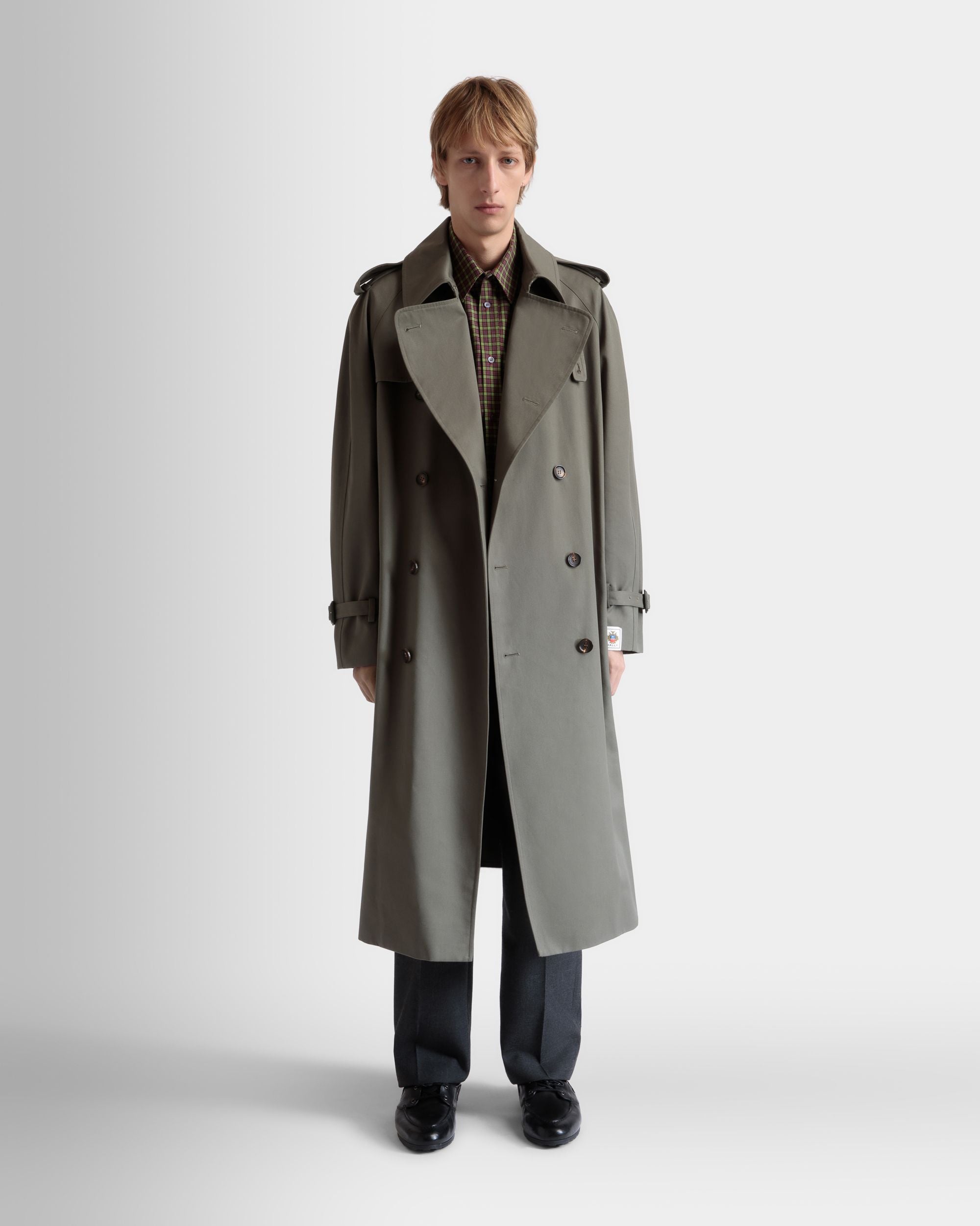 Trench À Double Boutonnage En Gabardine De Coton Mélangé Military Green - Homme - Bally - 02