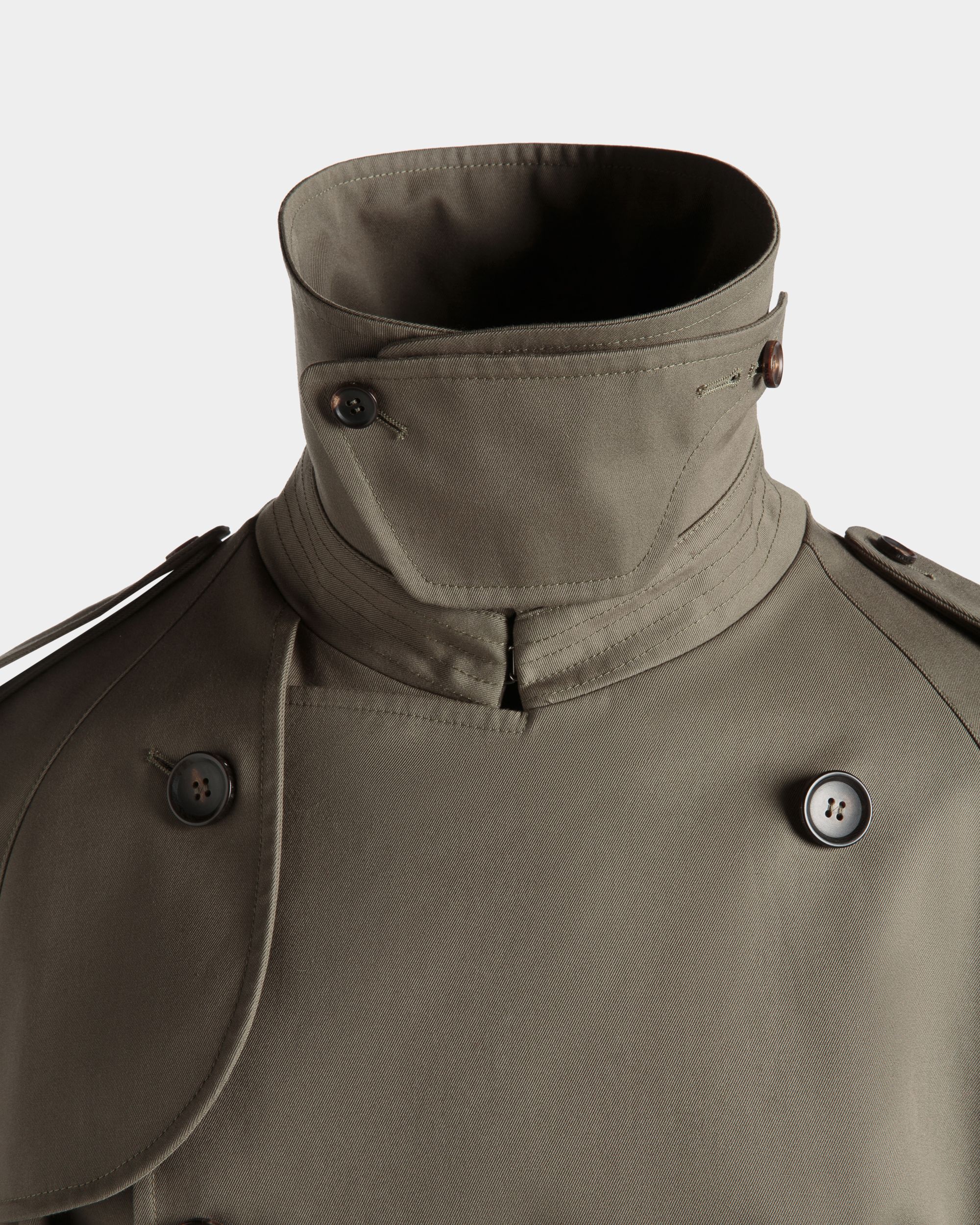 Trench À Double Boutonnage En Gabardine De Coton Mélangé Military Green - Homme - Bally - 05