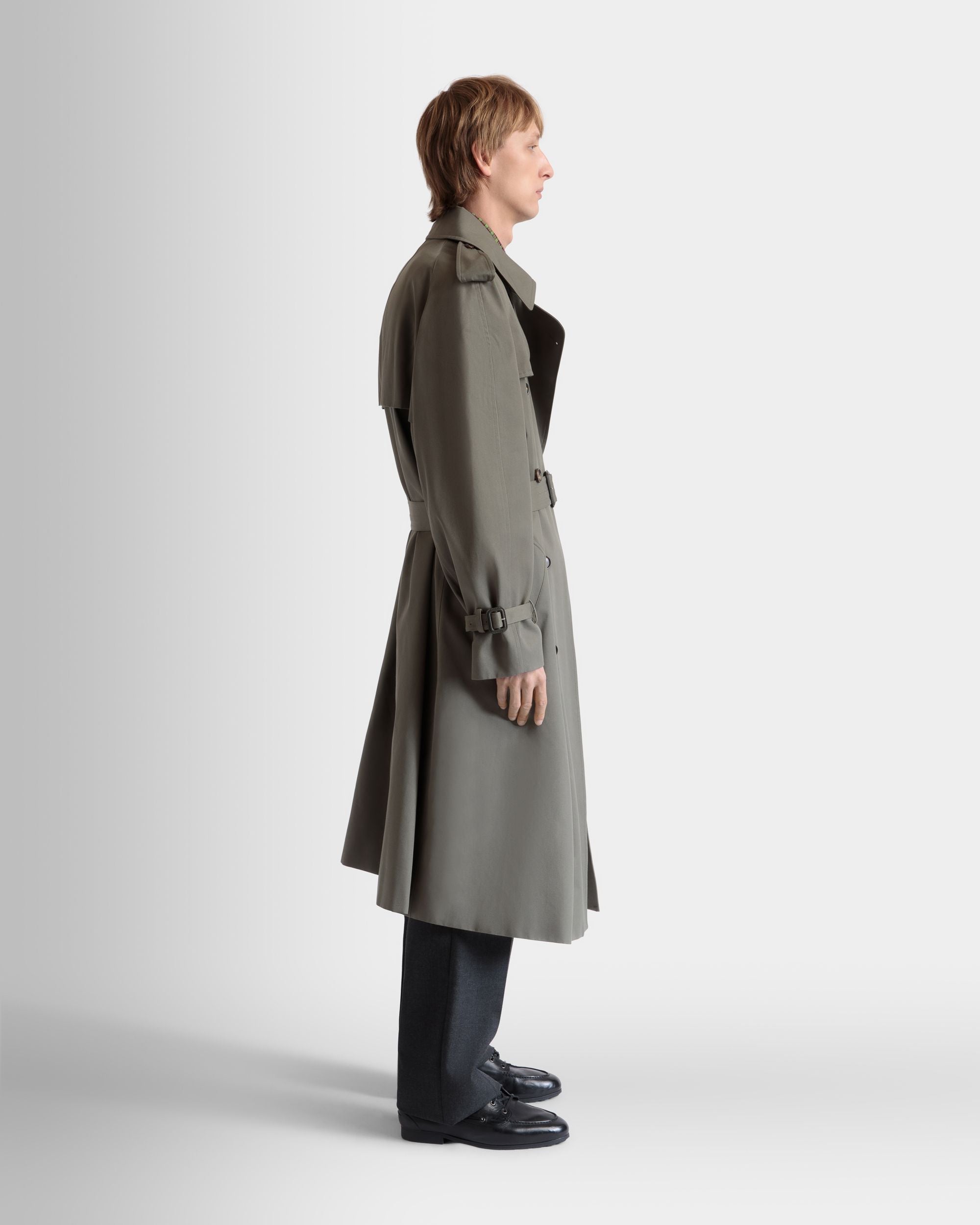 Trench À Double Boutonnage En Gabardine De Coton Mélangé Military Green - Homme - Bally - 06