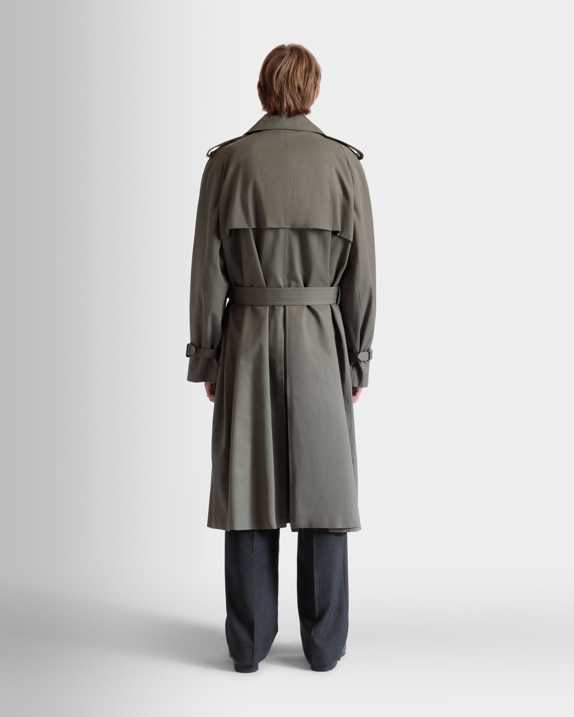 Trench À Double Boutonnage En Gabardine De Coton Mélangé Military Green - Homme - Bally - 07