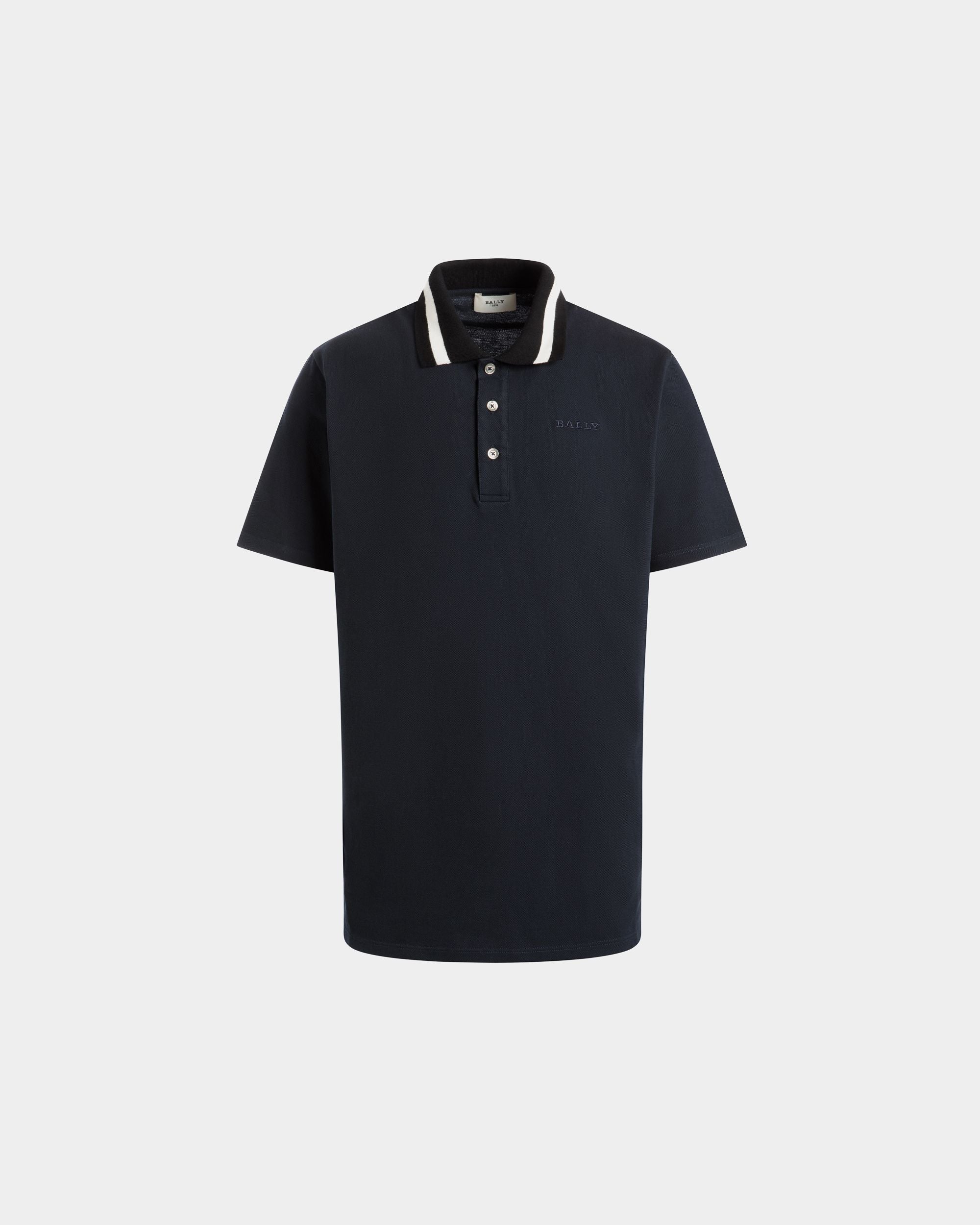 Polo En Maille Piquée De Coton Bleu - Homme - Bally - 01