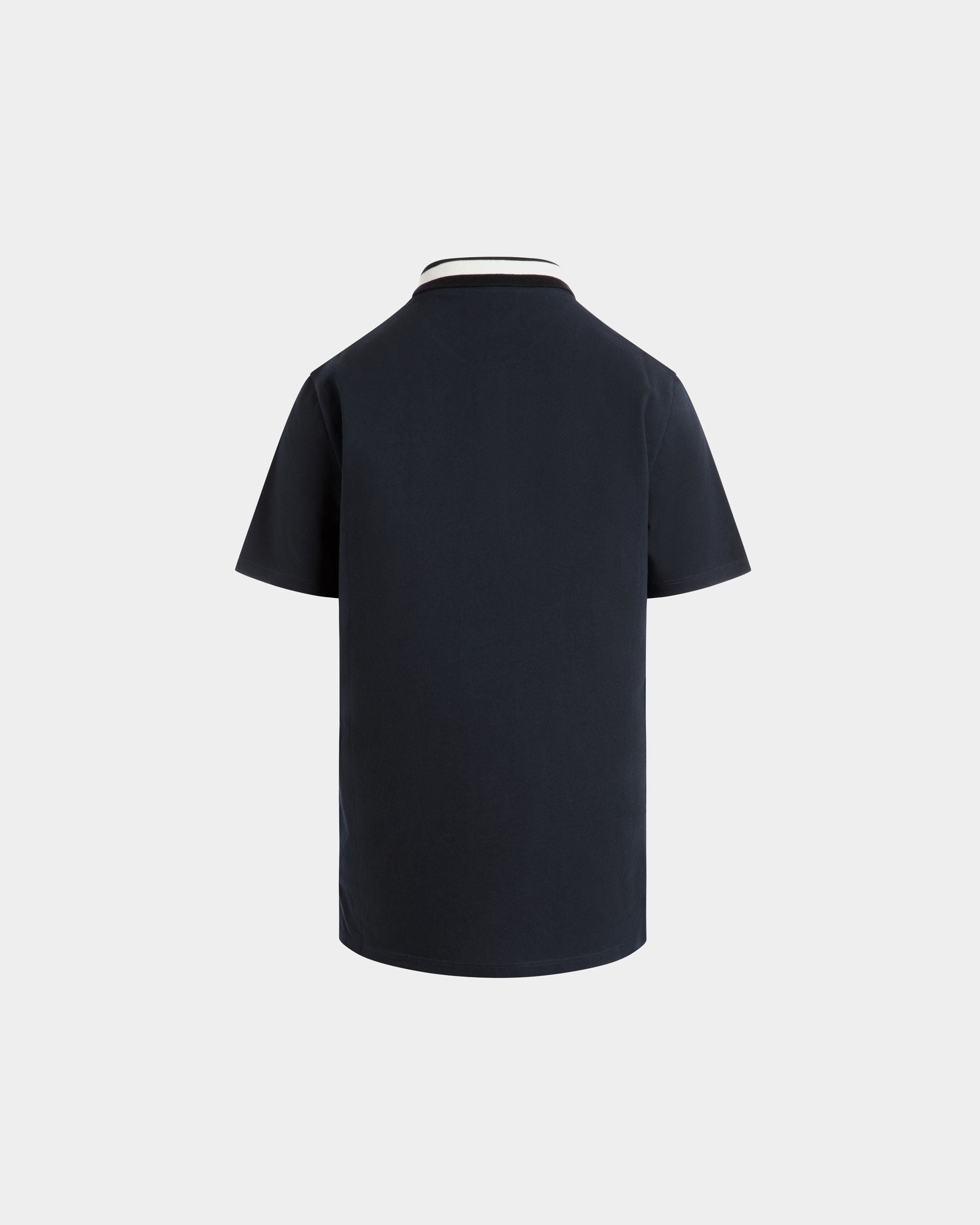 Polo En Maille Piquée De Coton Bleu - Homme - Bally - 03