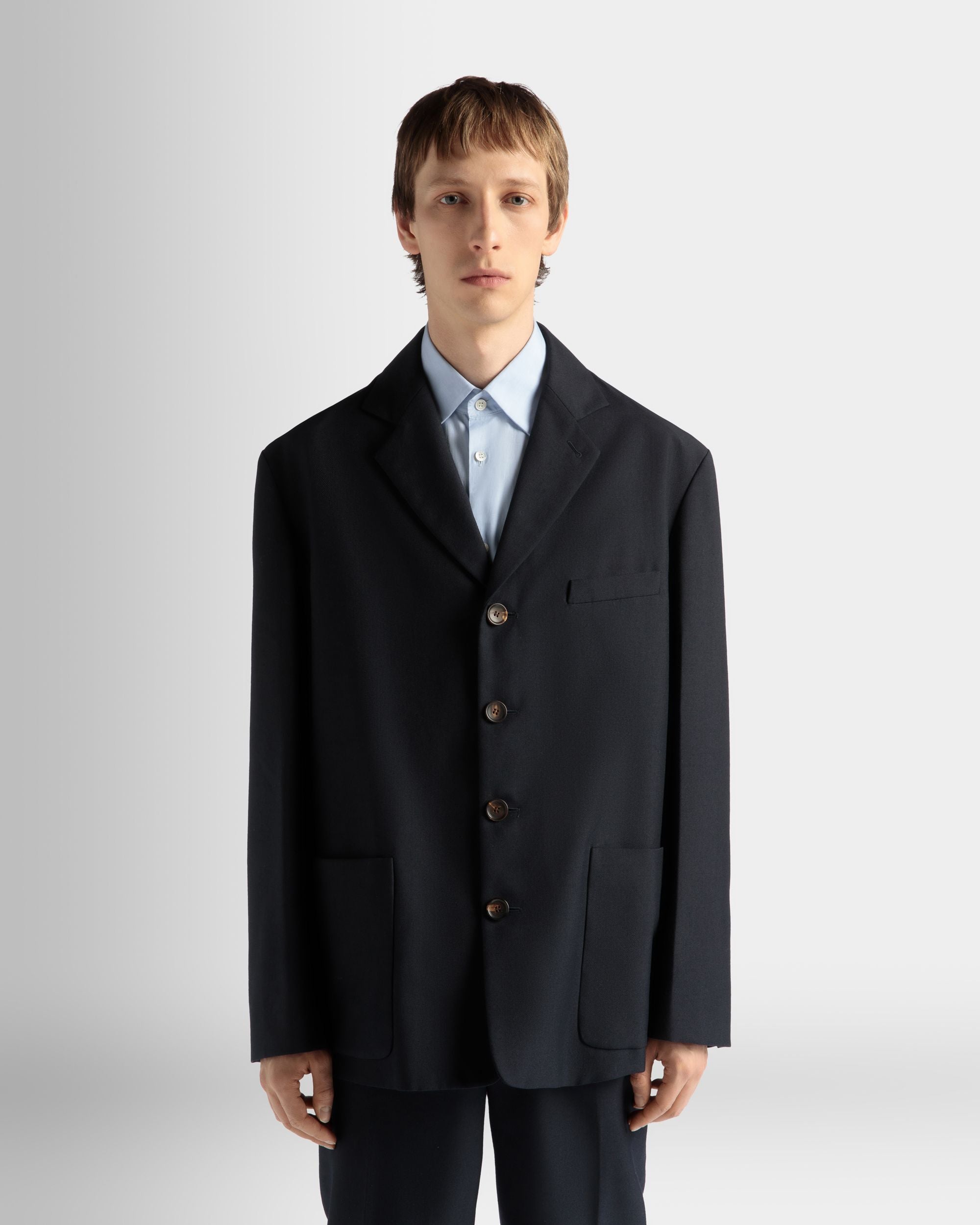 Veste En Laine Mélangée Navy Blue - Homme - Bally - 03