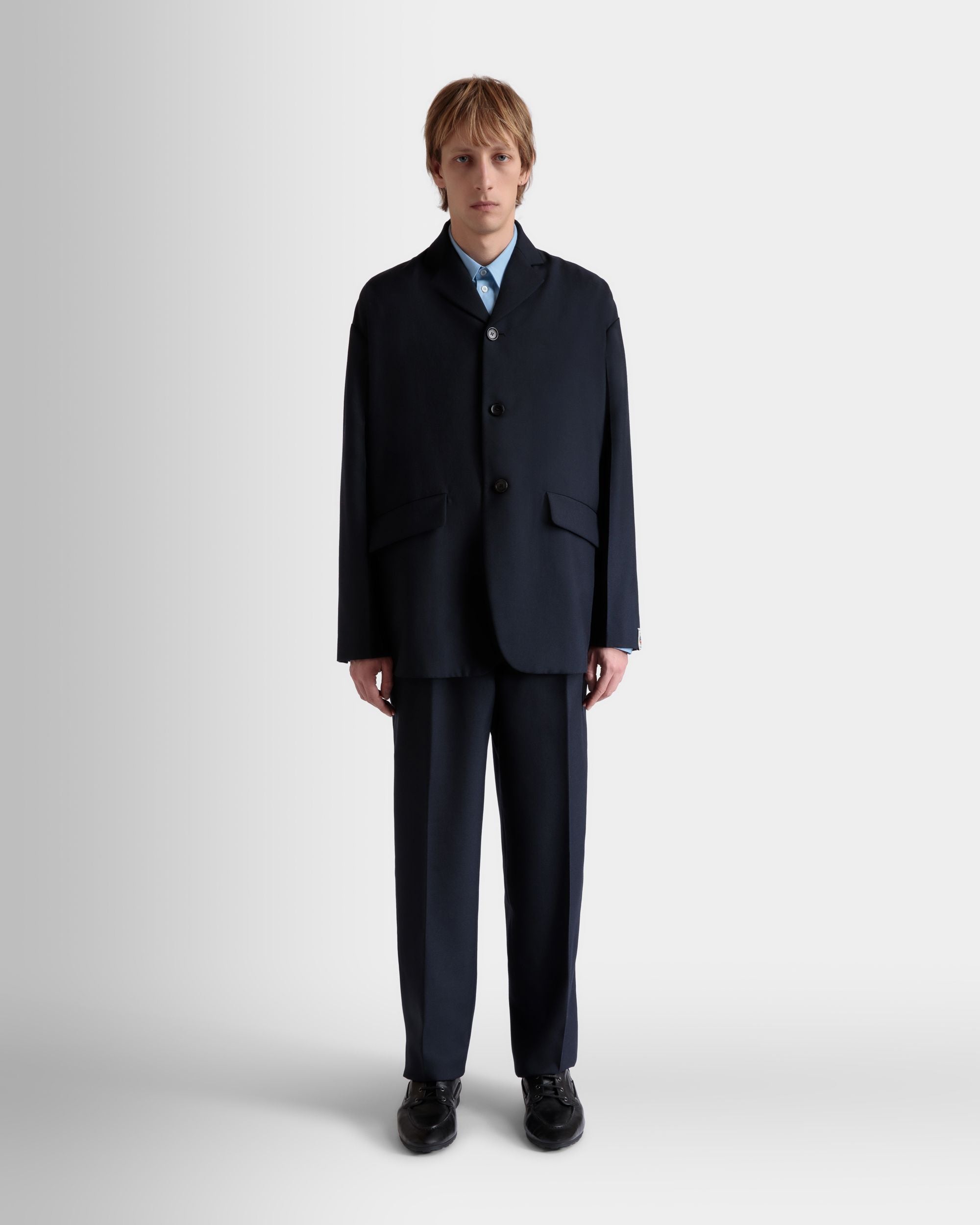 Blazer En Laine Mélangée Navy Blue - Homme - Bally - 02