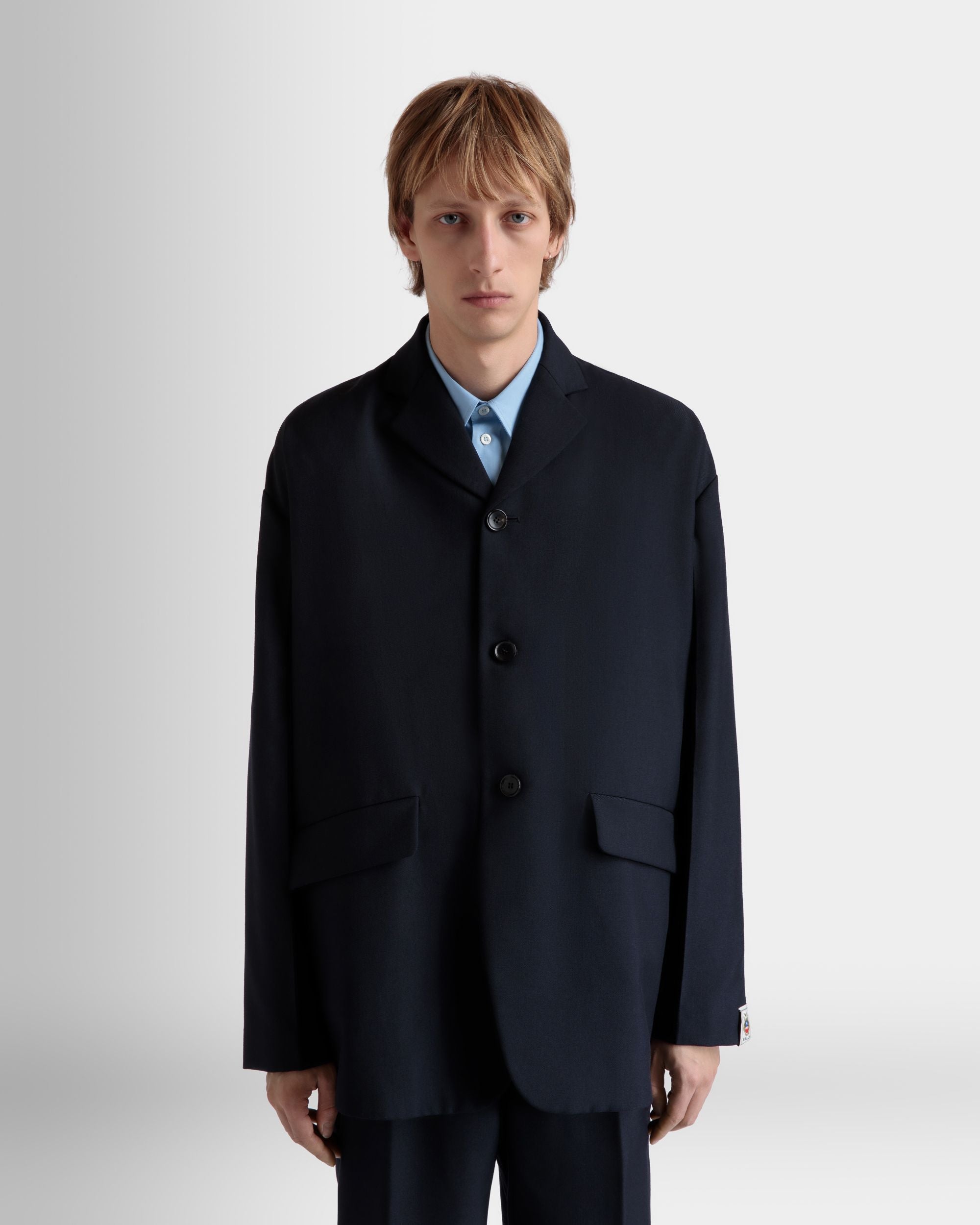 Blazer En Laine Mélangée Navy Blue - Homme - Bally - 03