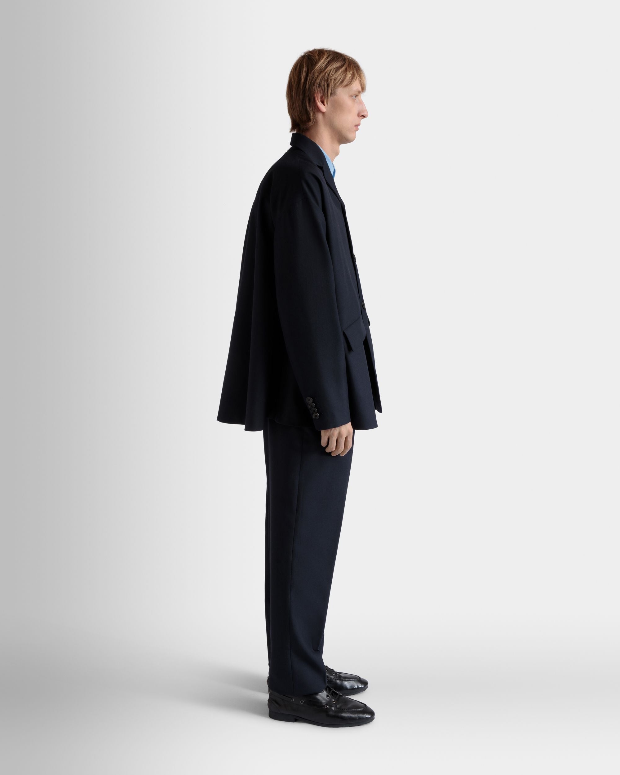 Blazer En Laine Mélangée Navy Blue - Homme - Bally - 05