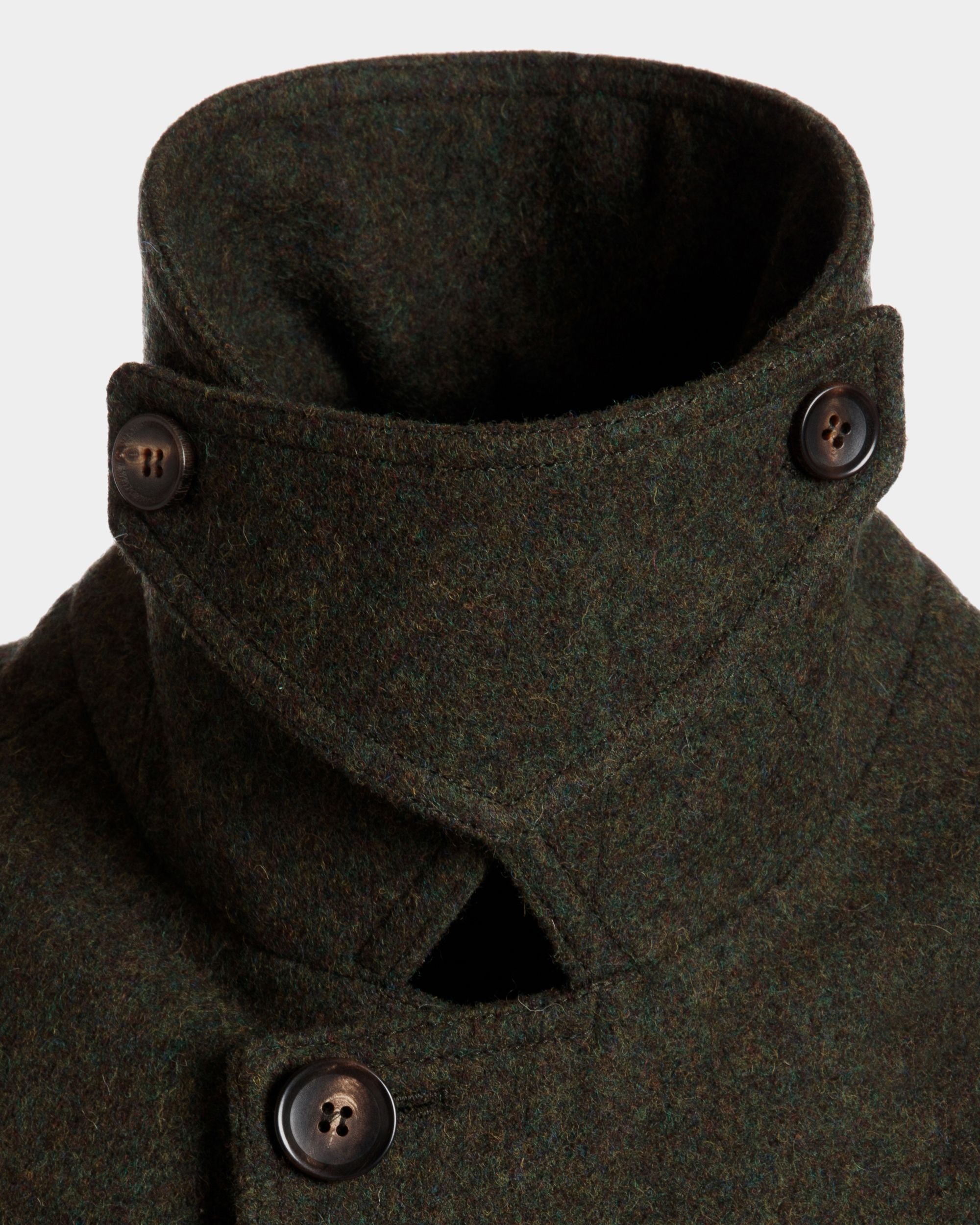 Manteau Droit En Laine Vert Foncé - Homme - Bally - 02