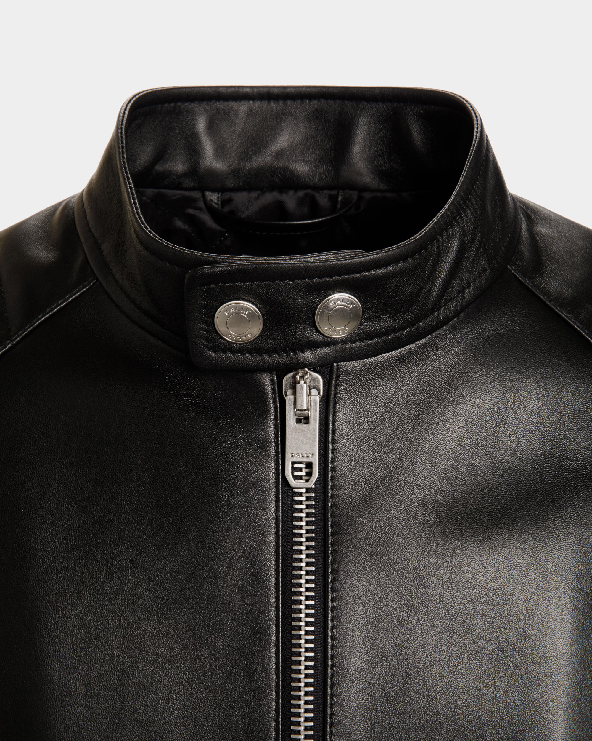 Blouson De Motard En Cuir Noir - Homme - Bally - 04