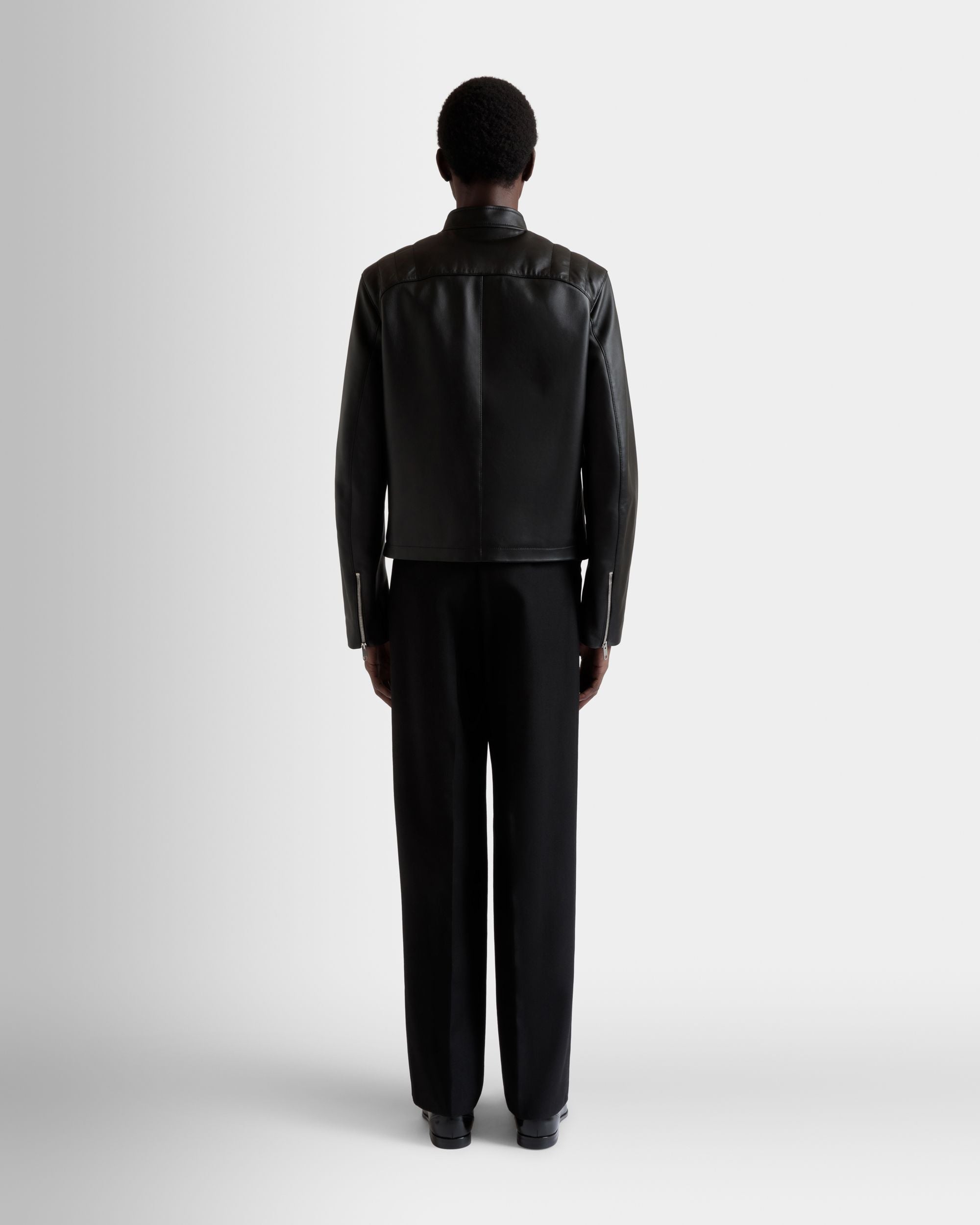 Blouson De Motard En Cuir Noir - Homme - Bally - 06